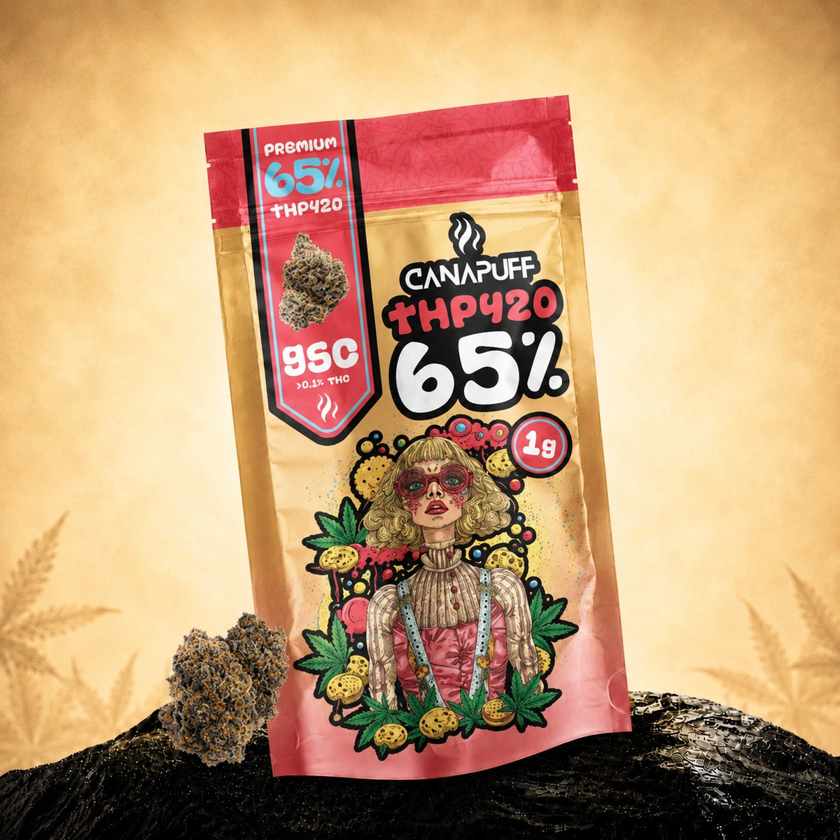 Canapuff THP420 GSC bloemen, 65% sterkte, zakje van 1g