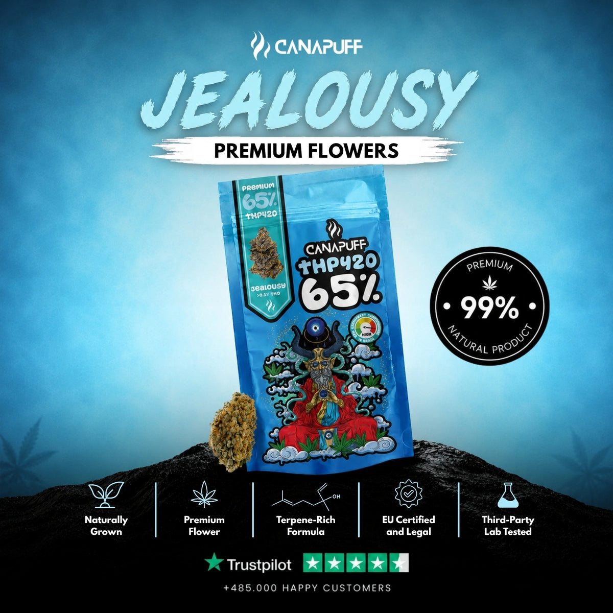 THP420 Bloemen Jealousy 65% – bloemtoppen, foto 2