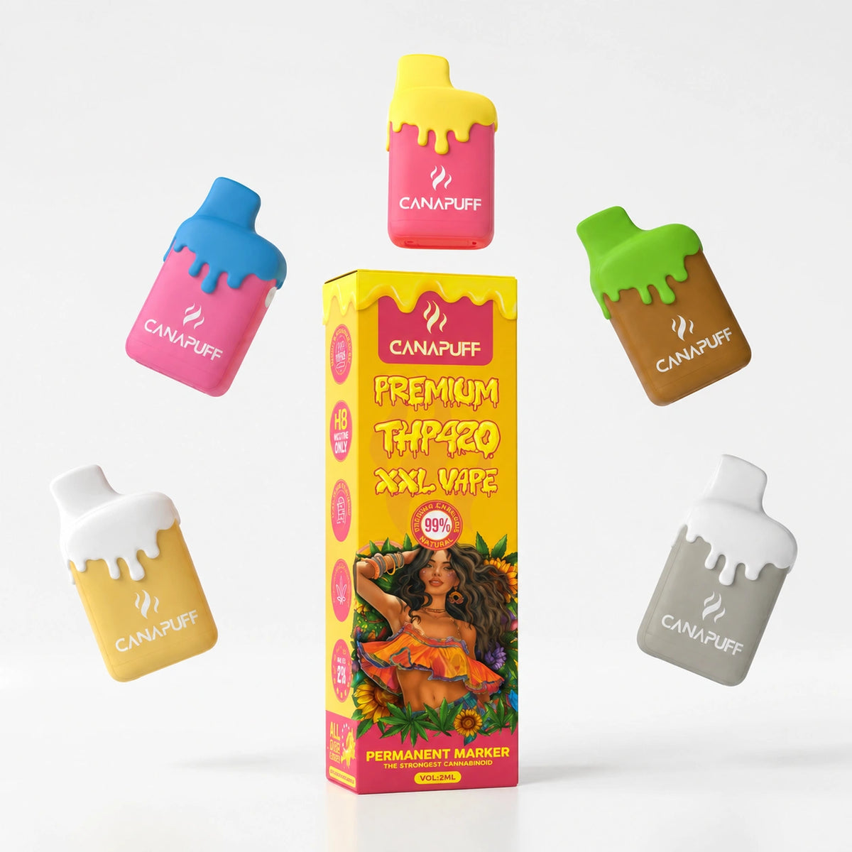Canapuff THP420 XXL Vape Permanent Marker 99% 2ml met wegwerppen-collectie