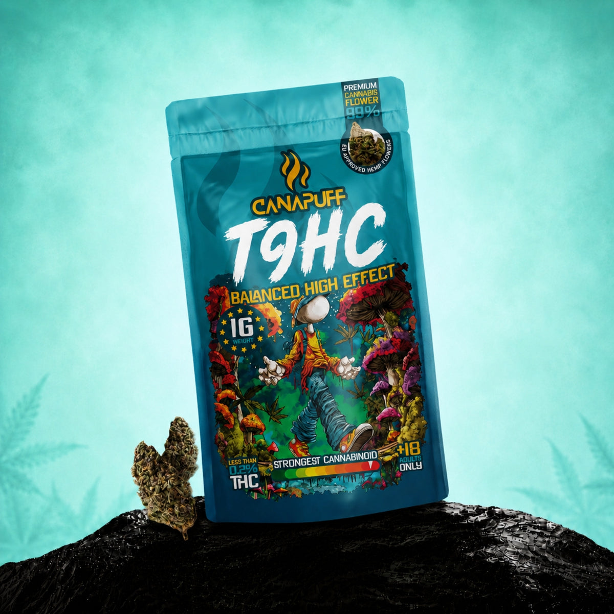 Canapuff TⳊHC bloemen balanced high effect, zakje van 1 g
