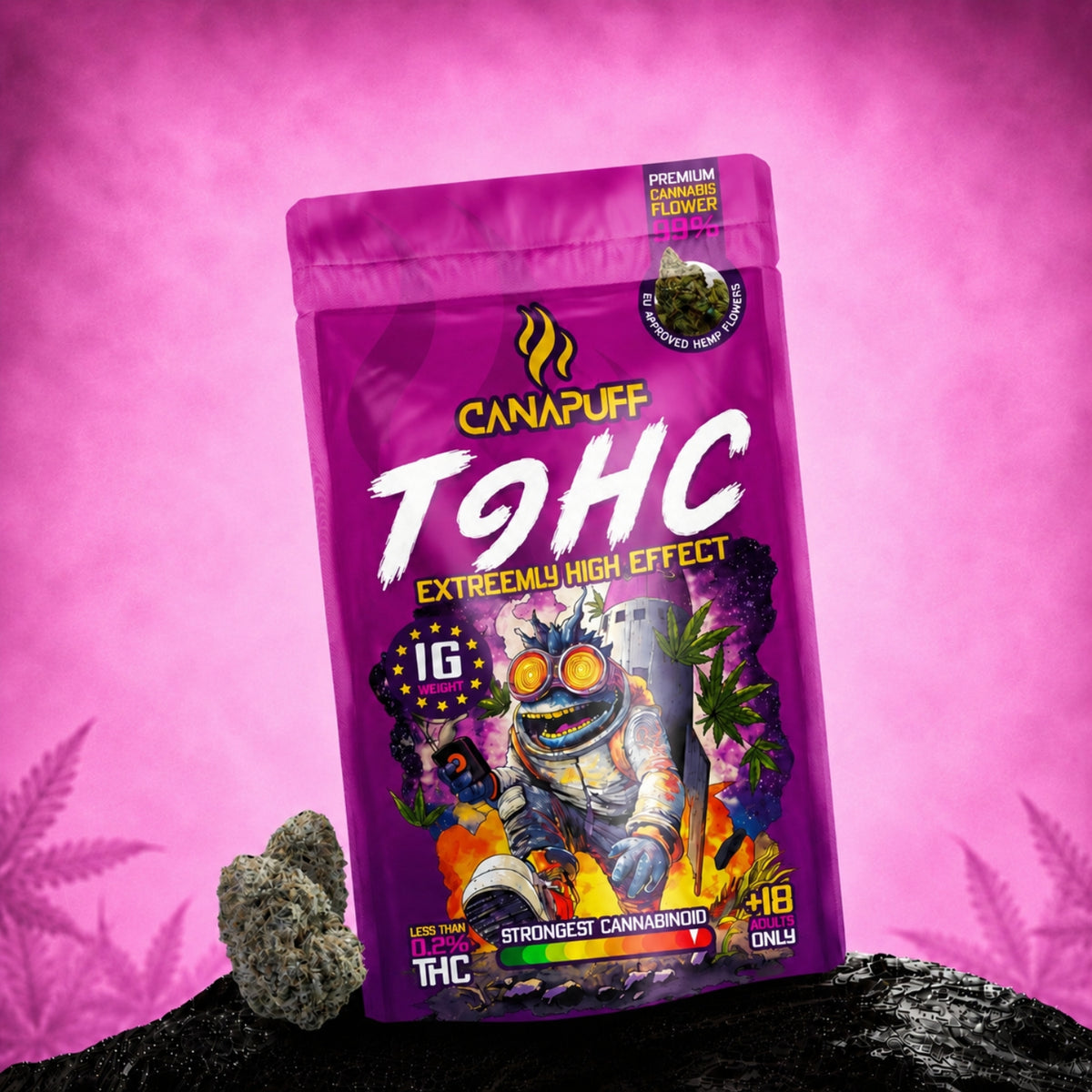 Canapuff TⳊHC Bloemen Extreemly, 99%, zakje van 16 g