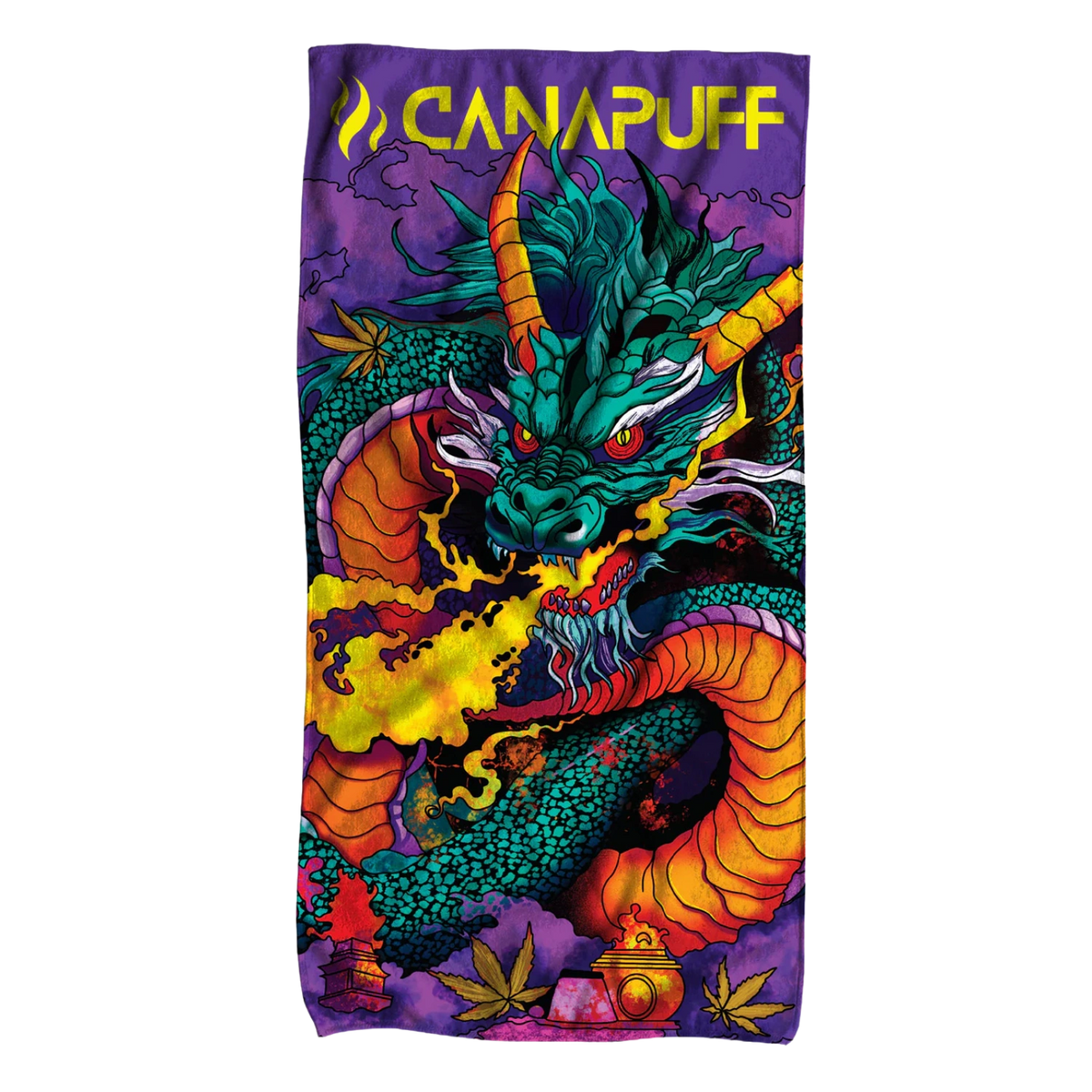 Canapuff Extreme Dragon handdoek met kleurrijke drakenillustratie