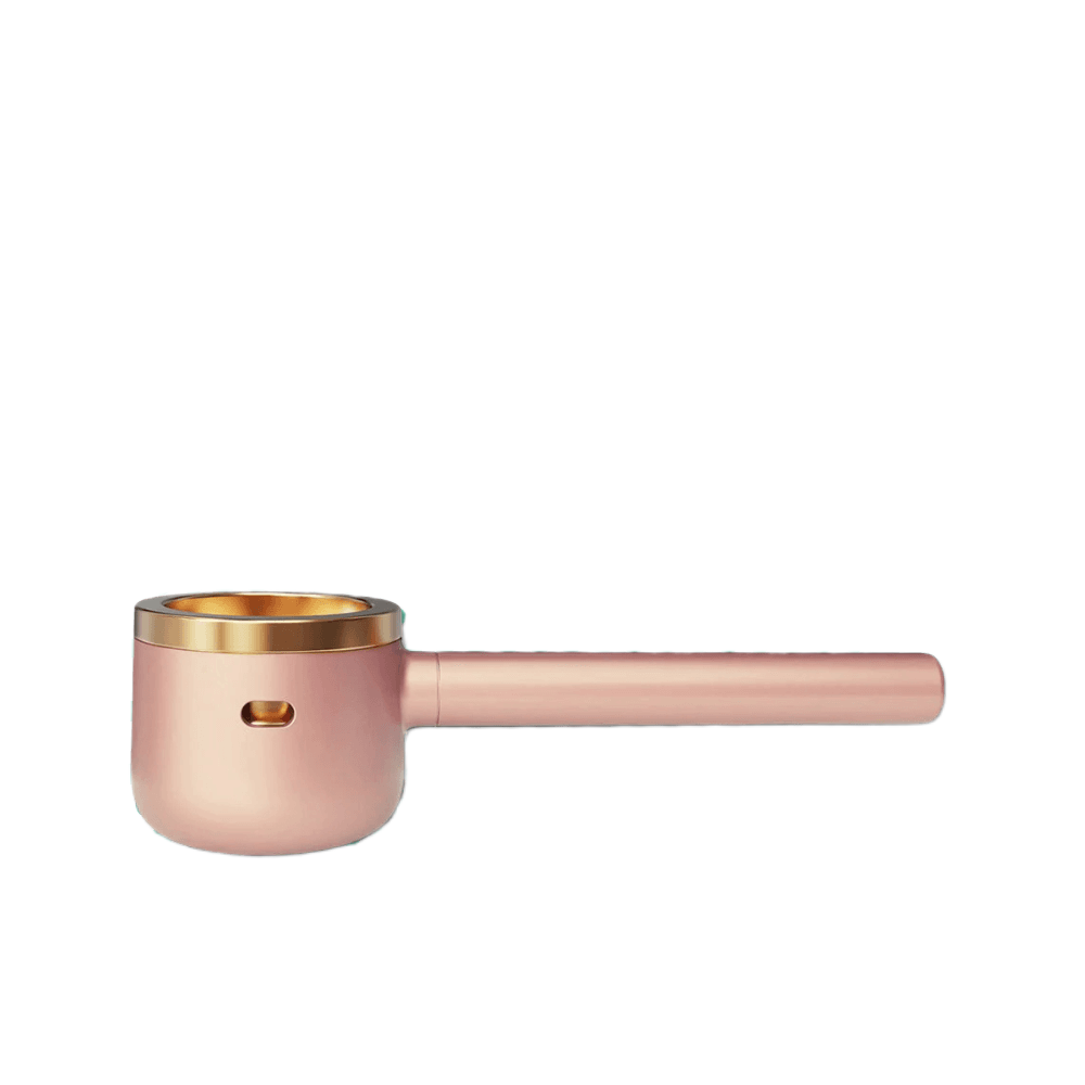 Vessel Pipe in rosé goud met kop met gouden rand en verlengde greep