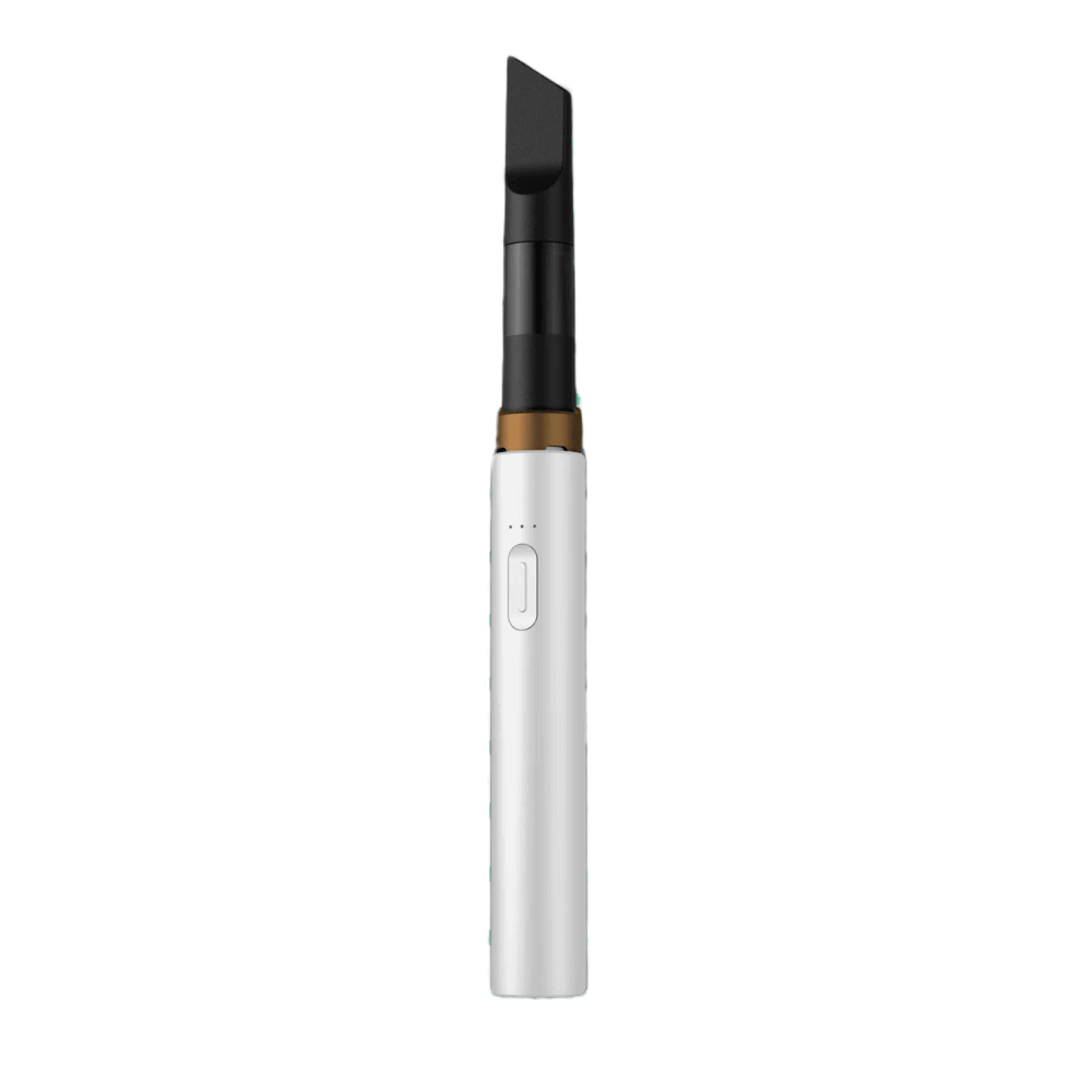 Canapuff Vessel Core vape pen in wit met zwart mondstuk en bronzen accenten