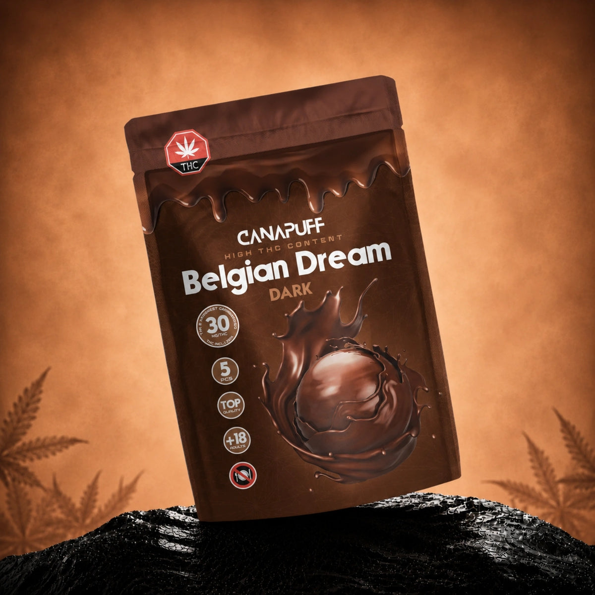 Canapuff Delta 9 Chocolate Bitter pure chocoladepralines, Delta-9 THC uit hennep, 30 mg