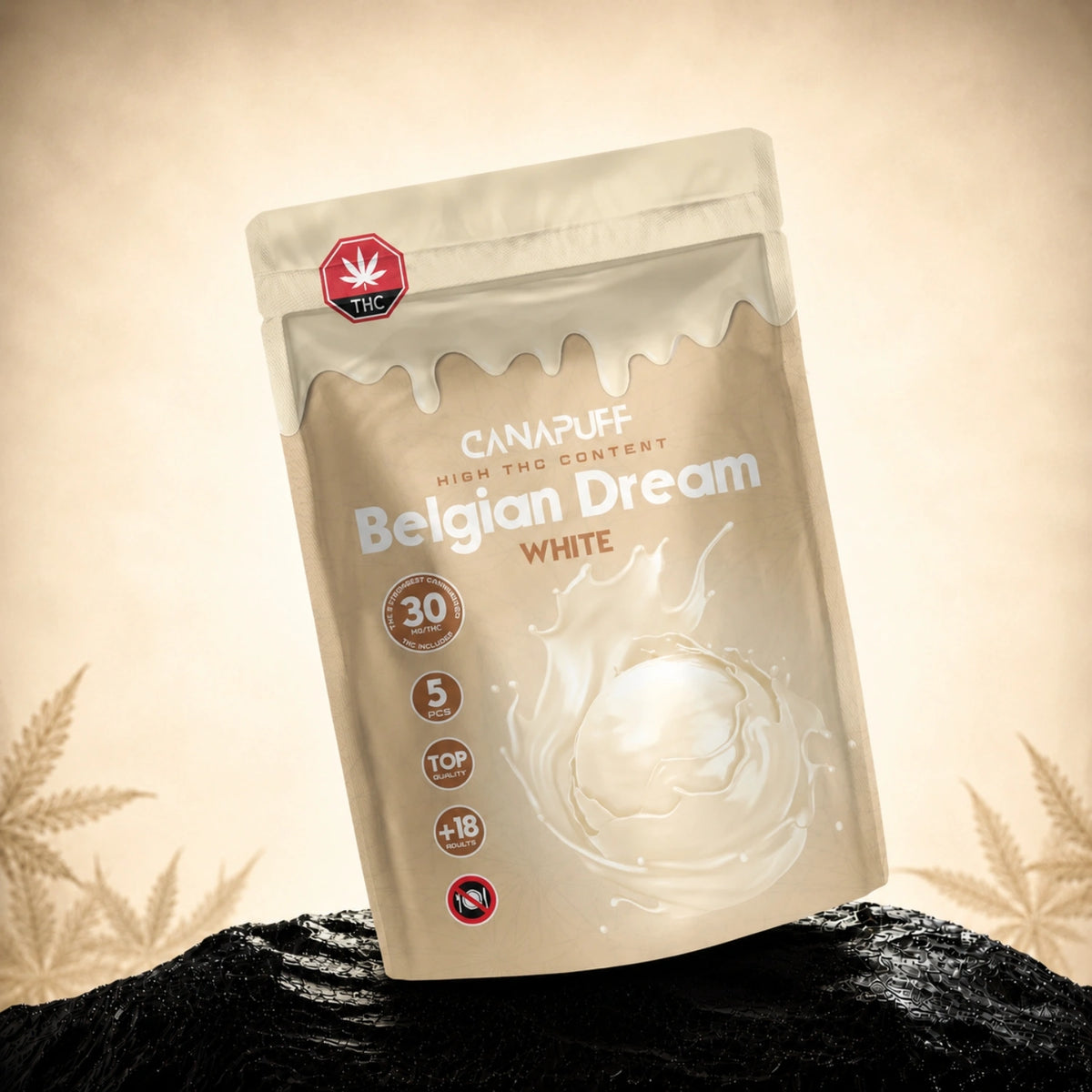 Canapuff Belgian Dream White chocoladepralines, Delta-9 THC uit hennep, 30 mg per stuk, 5 stuks