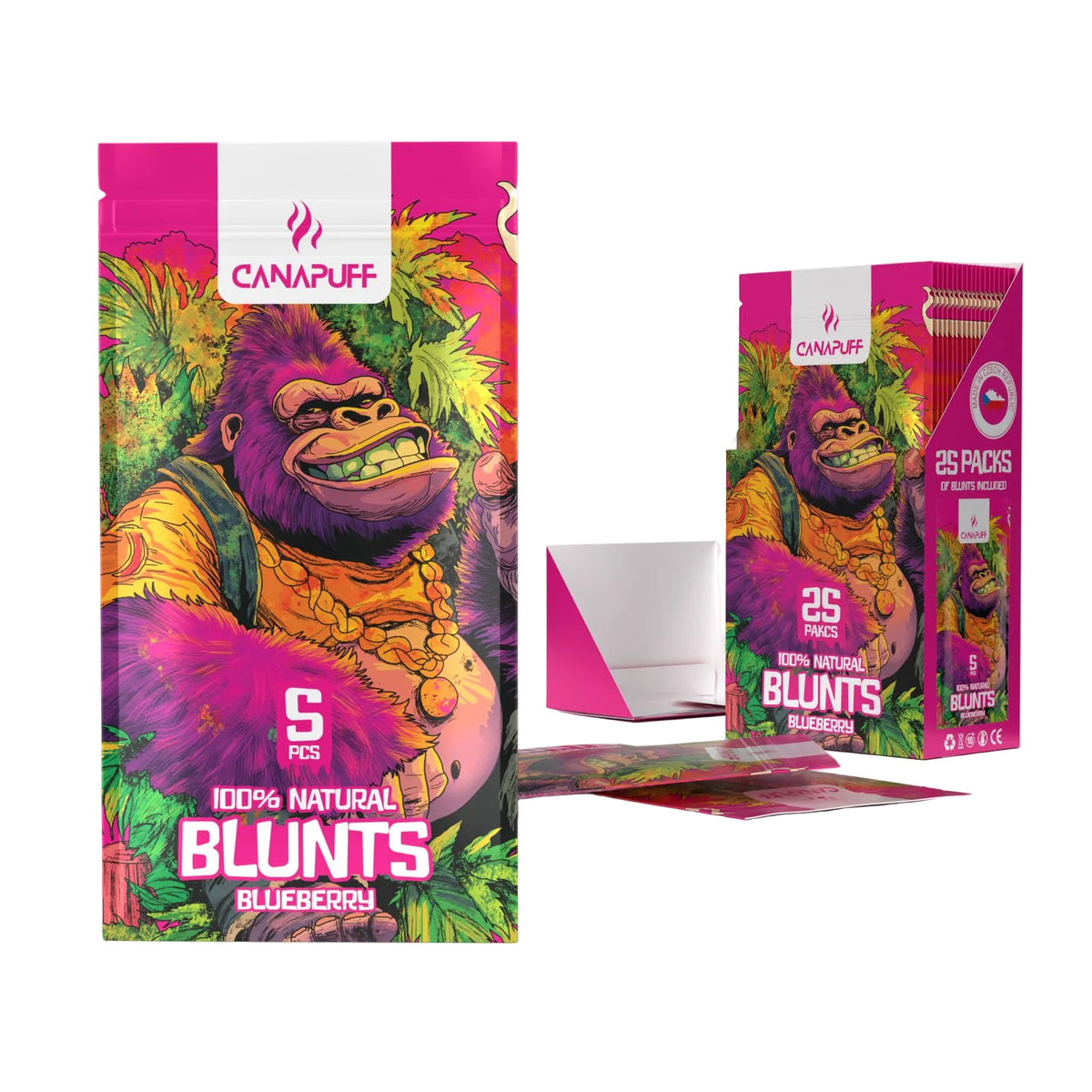 Canapuff Blunt Wrap Flat Piece Blueberry, 5-pack