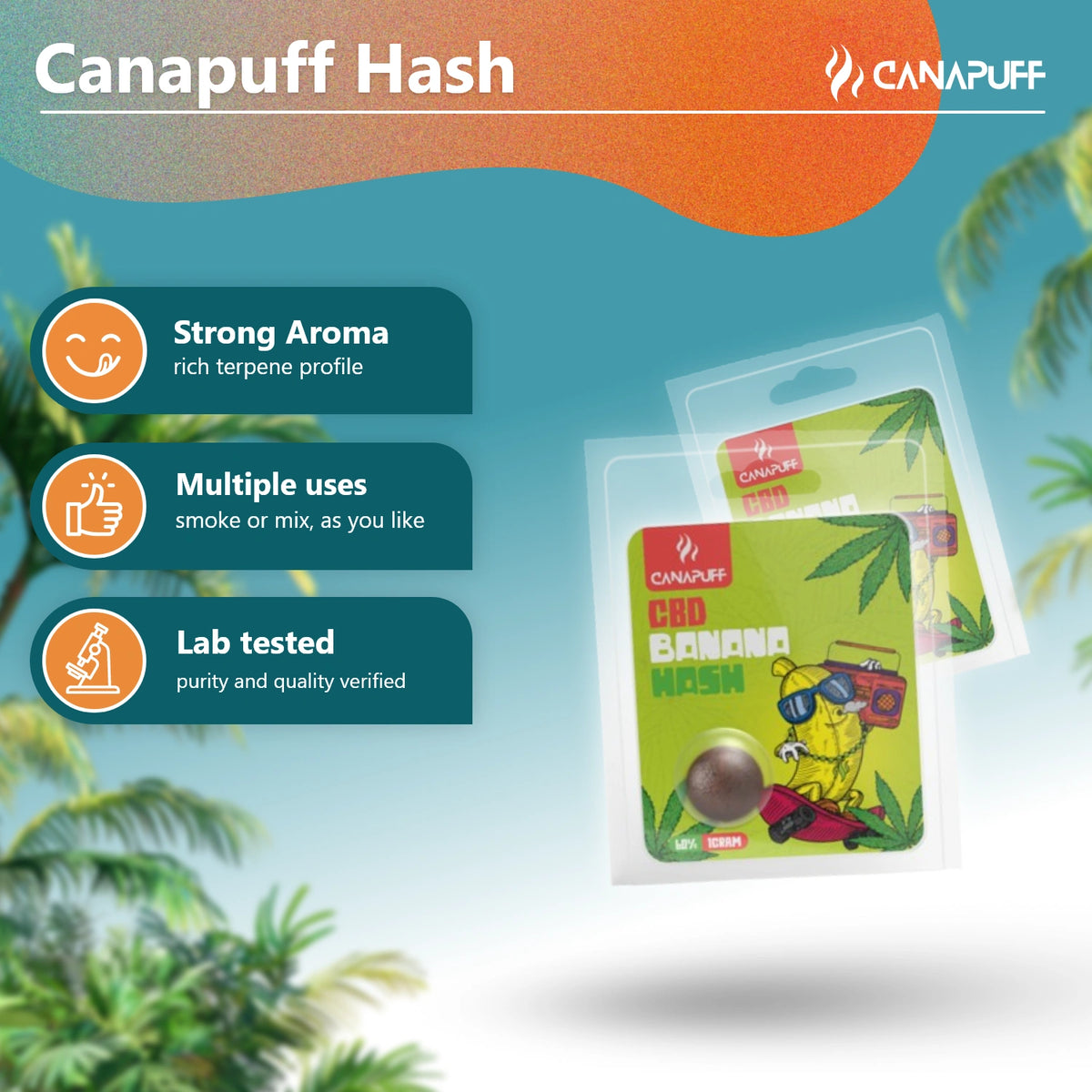 Canapuff CBD Hash Banana 60% in blisterverpakking