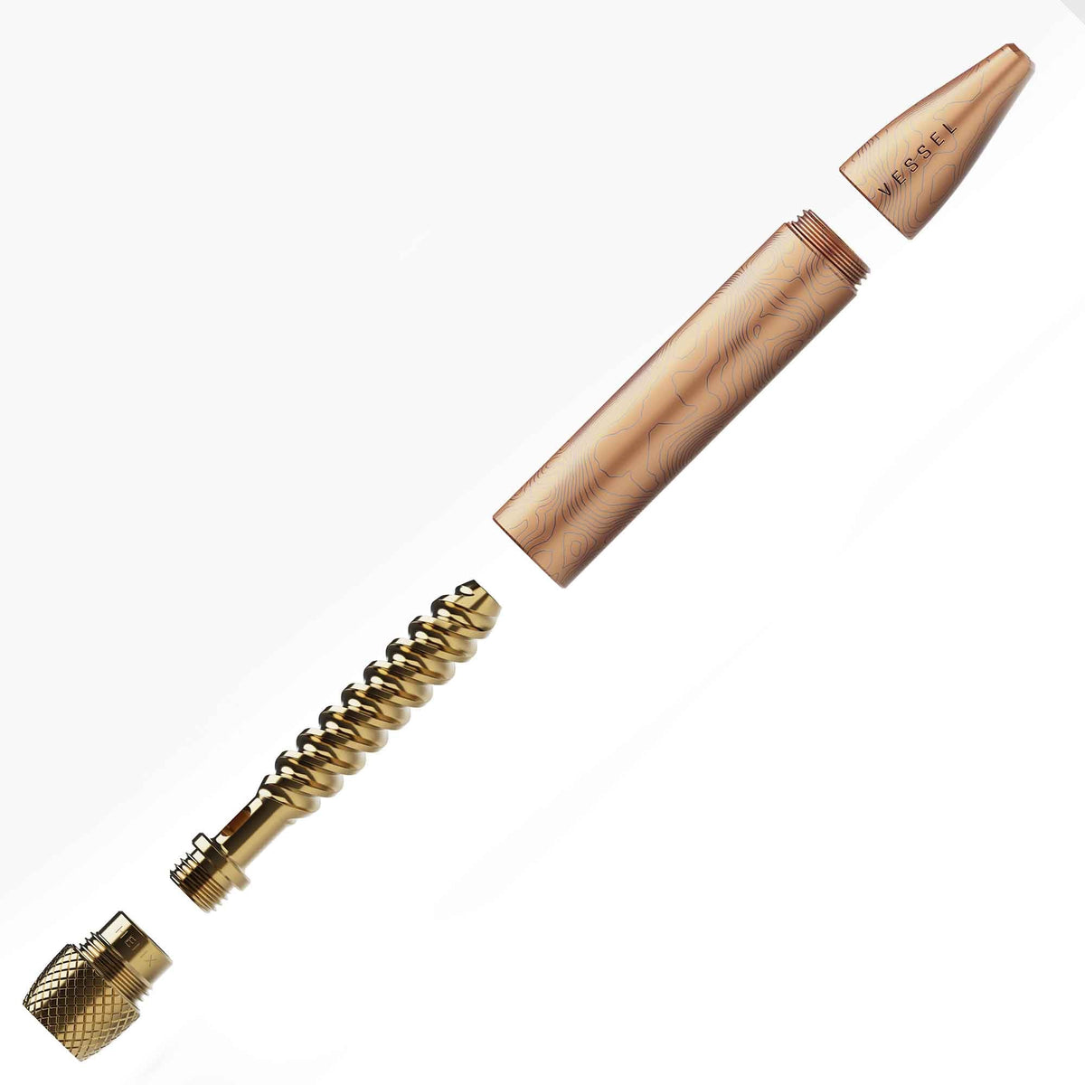 Vessel Pen uit elkaar gehaald met goud- en blauw ontwerp