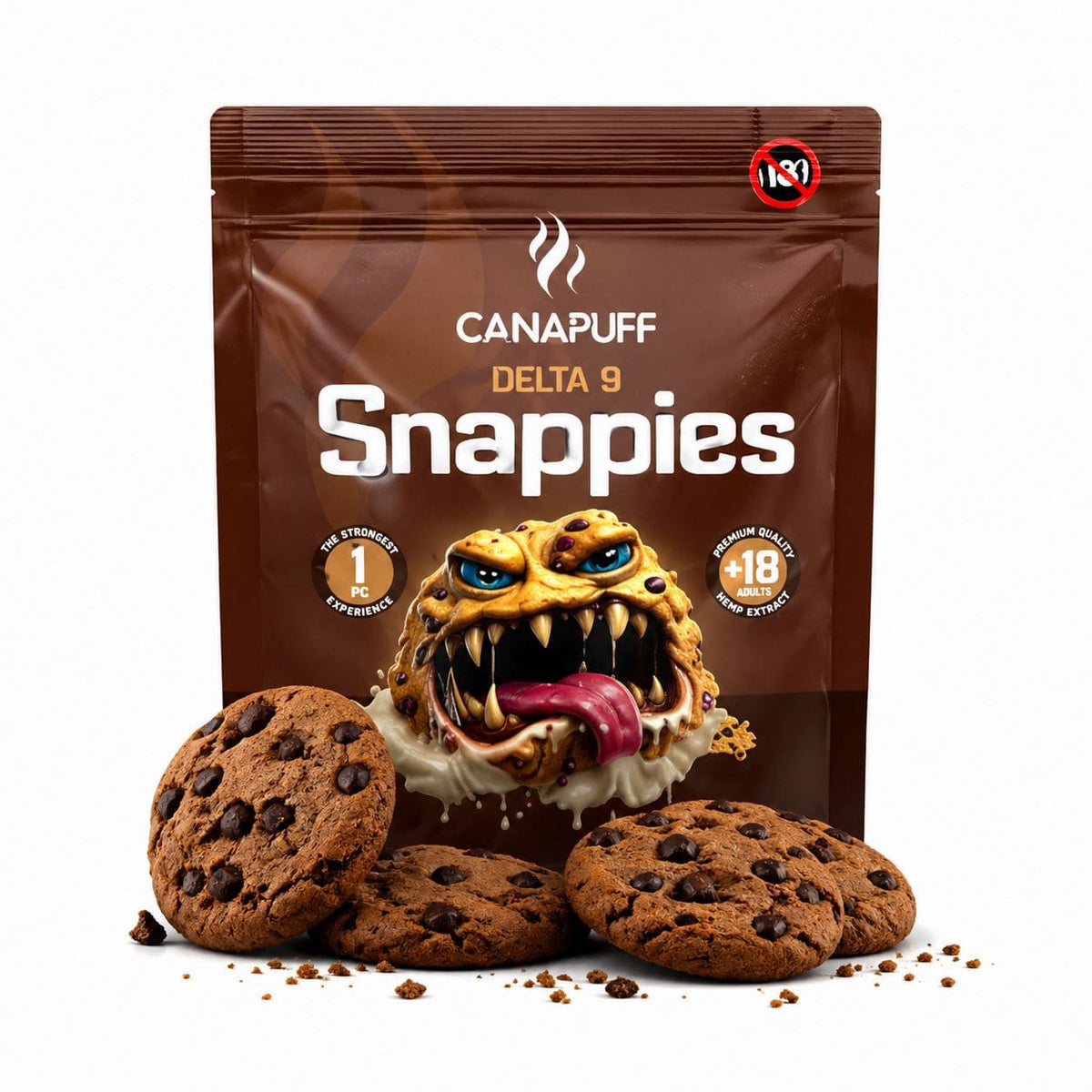 Canapuff Delta 9 Snappies cookies verpakking