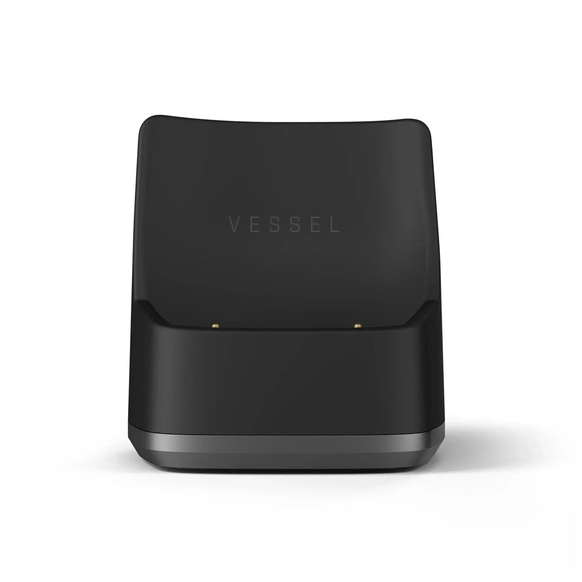 Vooraanzicht van zwarte vaporizer oplaadstation