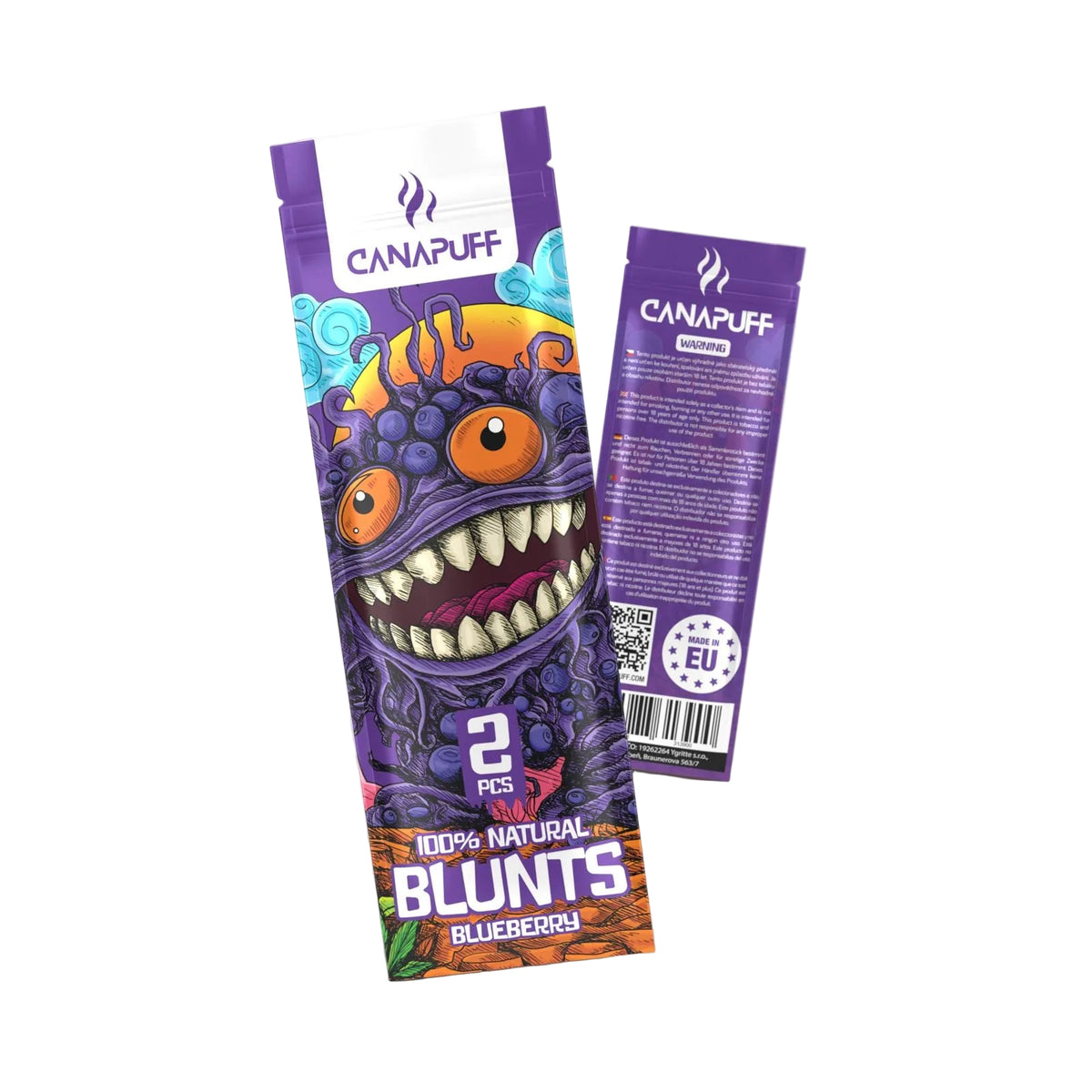 Canapuff Blunt Wrap Rolls Blueberry, 2-pack natuurlijke hennepwraps
