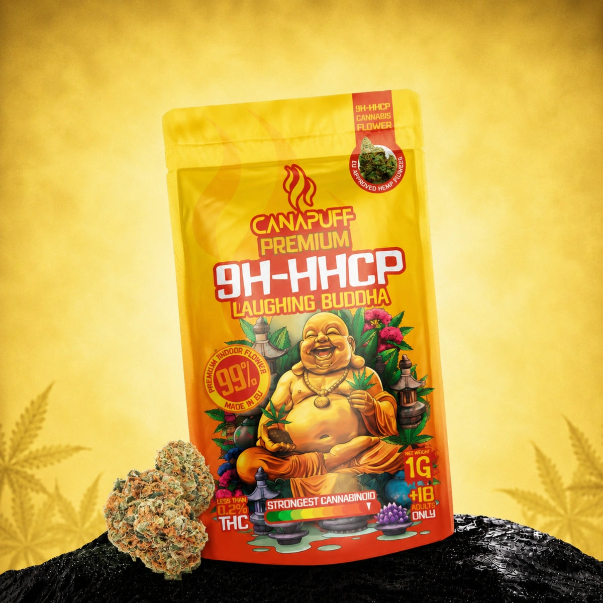 Canapuff 9H-HHCP Laughing Buddha bloemen, zakje van 1g, 99% sterkte