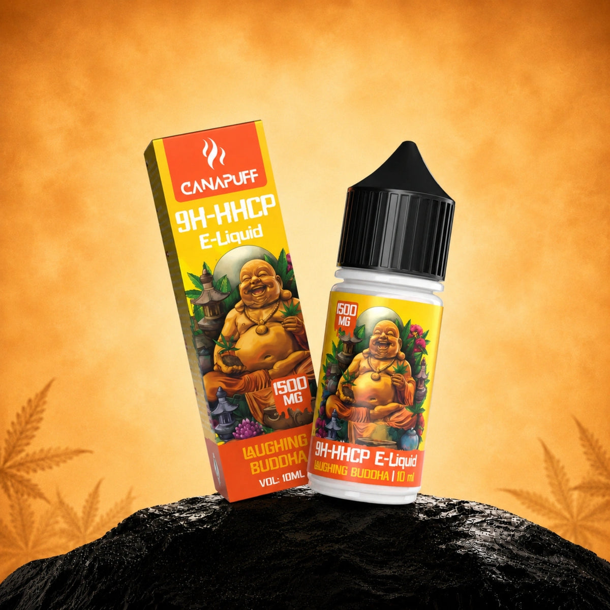 Canapuff 9H-HHCP E-Liquid Laughing Buddha, 1500mg, 10ml flesje en doosverpakking