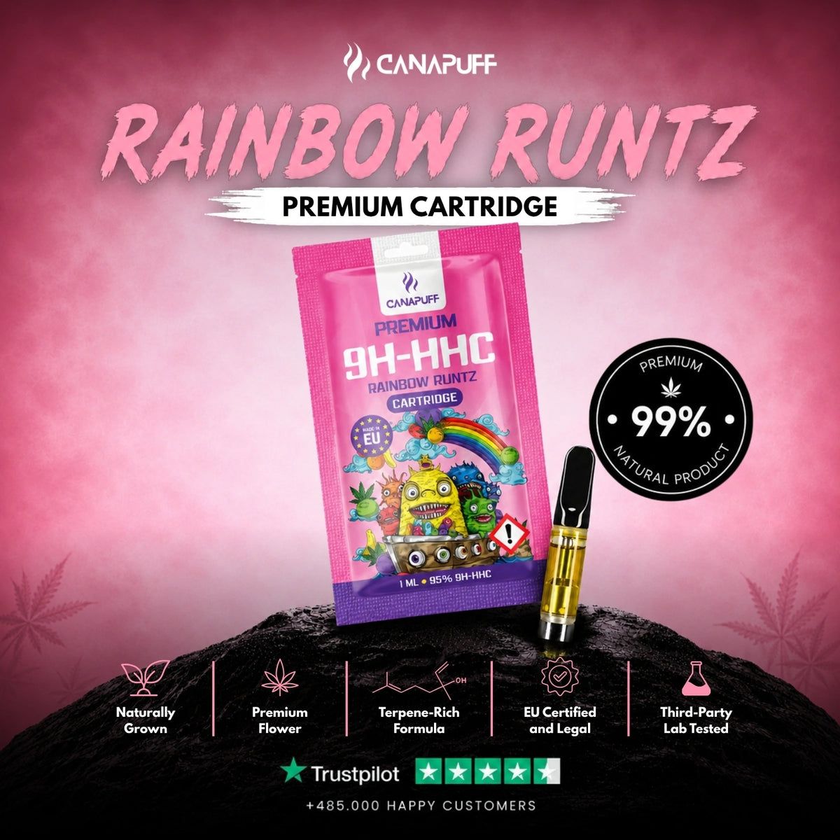 9H-HHC Cartridge Rainbow Runtz 95% – vape-cartridge, foto 2