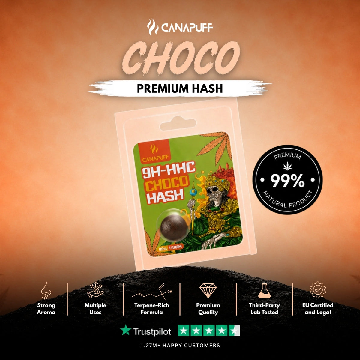 9H-HHC Hasj Choco 99% – hasj, foto 2