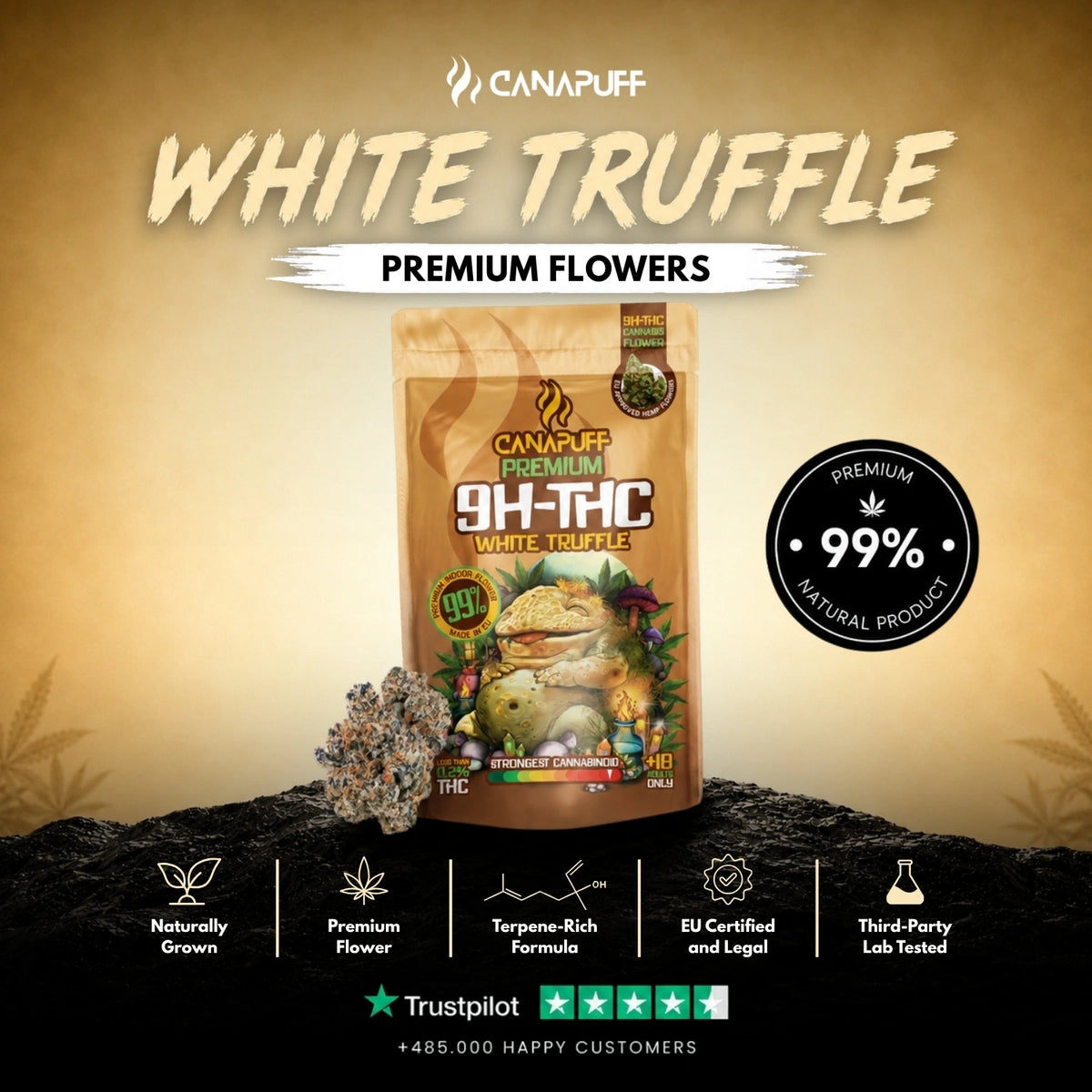 9H-THC Bloemen White Truffle 99% – bloemtoppen, foto 2