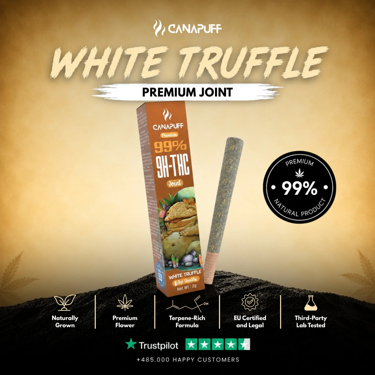9H-THC Joint White Truffle 99% – voorgerolde joint, foto 2