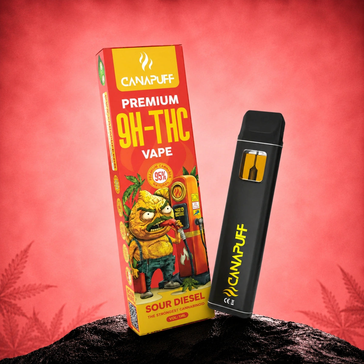 Canapuff 9H-THC Vape Sour Diesel 95% 1ml wegwerppen