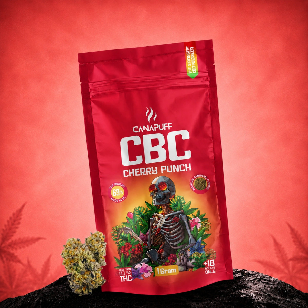 Canapuff CBC Bloemen Cherry Punch 69%, zakje van 1 gram