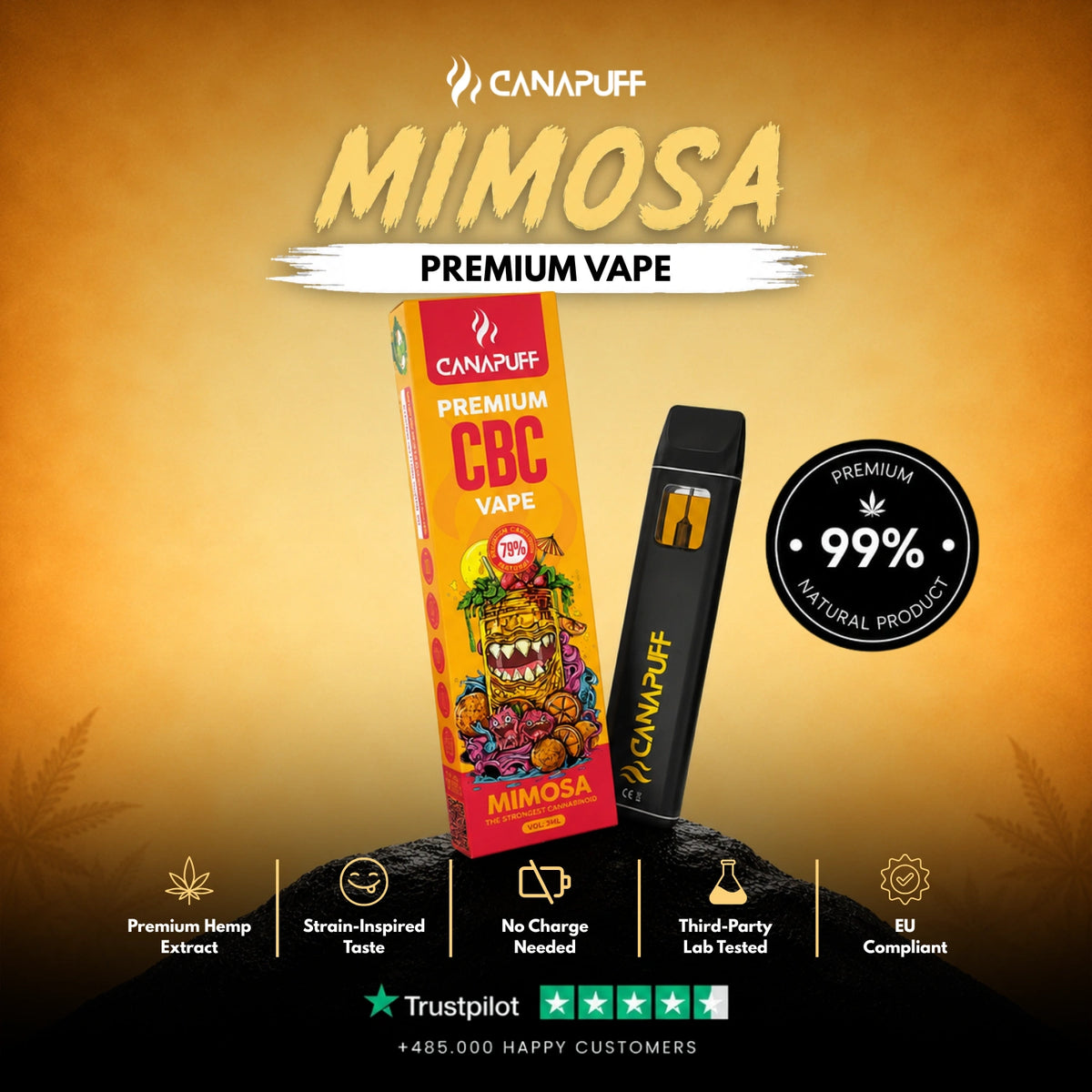 CBC Vape Mimosa 79% 1ml – wegwerp-vape-pen, foto 2