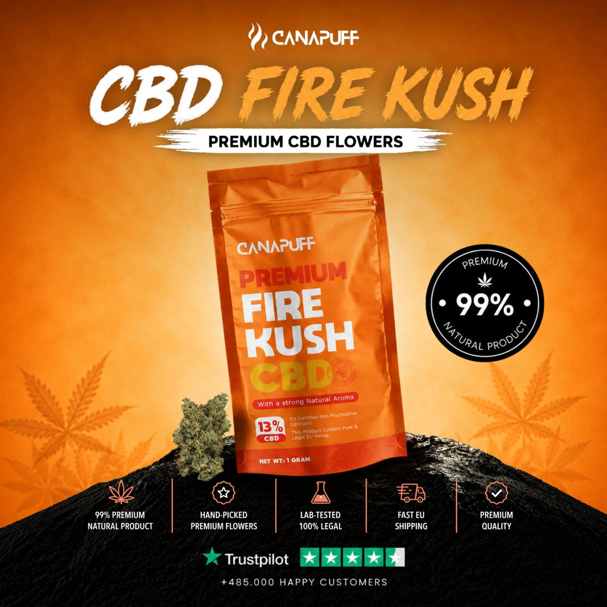 CBD Bloemen Fire Kush 13% – bloemtoppen, foto 2