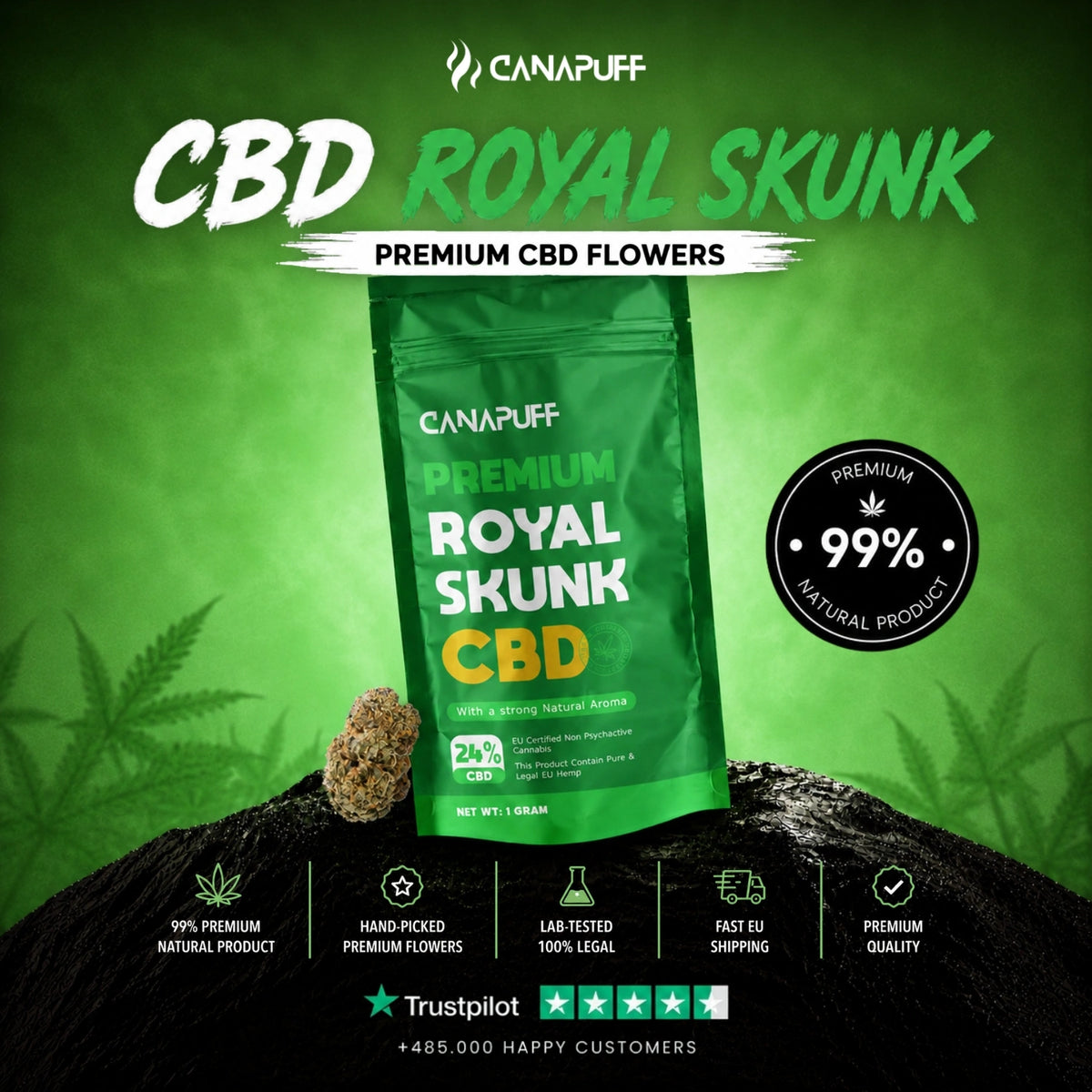 CBD Bloemen Royal Skunk 24% – bloemtoppen, foto 2