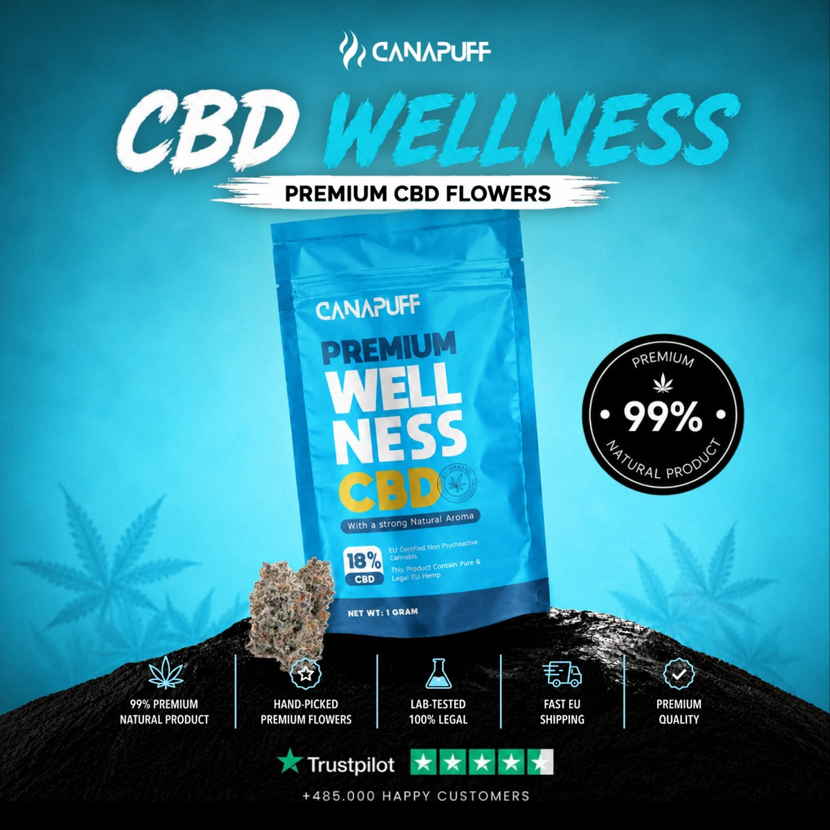 CBD Bloemen Wellness 18% – bloemtoppen, foto 2