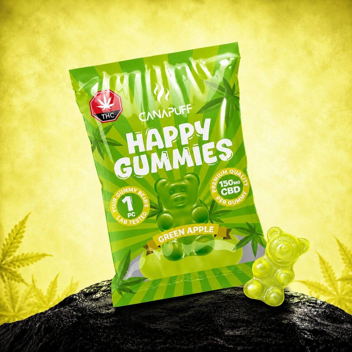 Canapuff CBD Gummies Green Apple 150 mg, 1 stuk