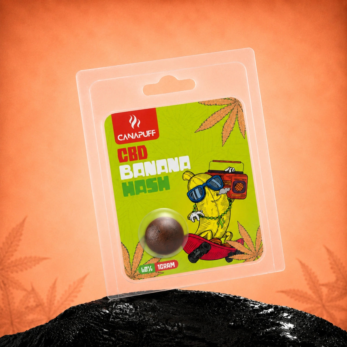 Canapuff CBD Banana Hash 60%, zakje van 1 gram