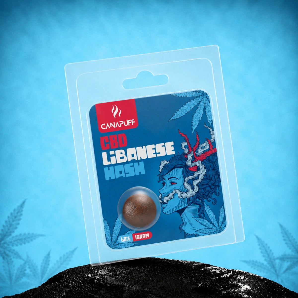 Canapuff CBD Lebanese Hash 60%, blisterverpakking van 1 gram