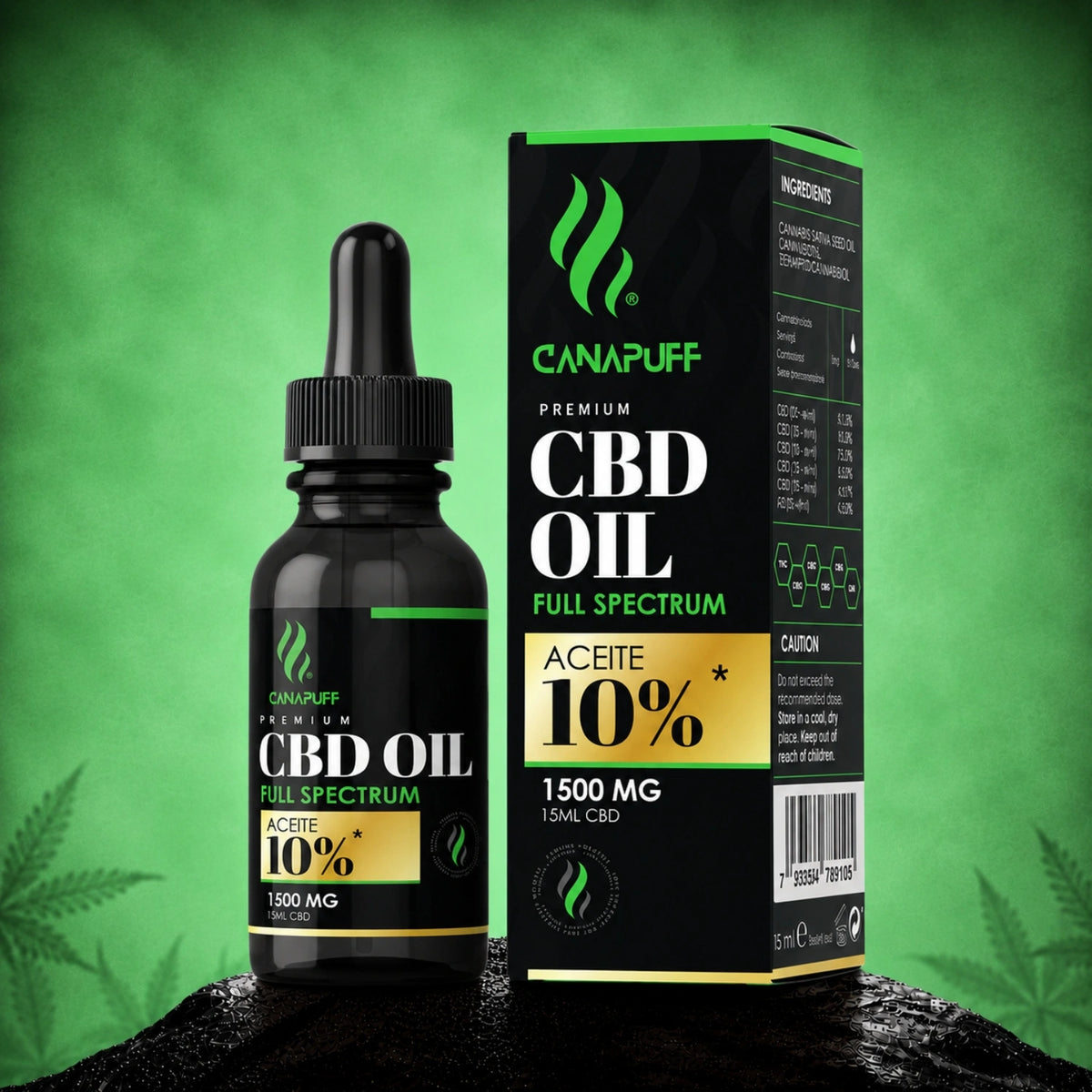 Canapuff CBD Oil Full Spectrum 10% 1500mg 15ml flesje met pipet