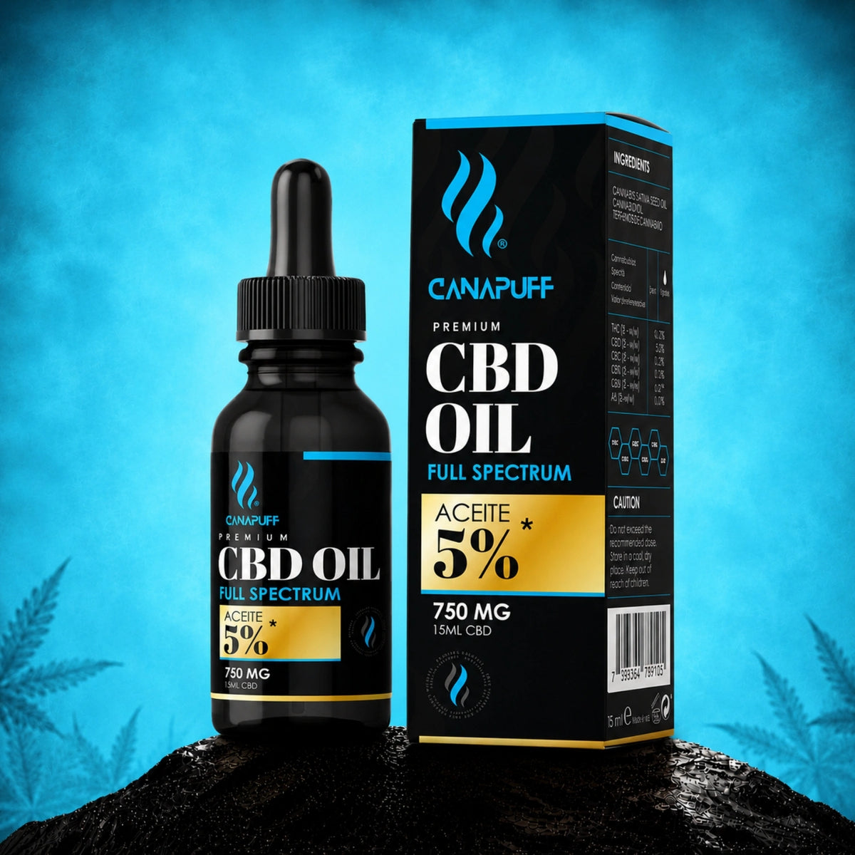 Canapuff CBD Oil Full Spectrum 5% 750 mg 15 ml pipetflesje