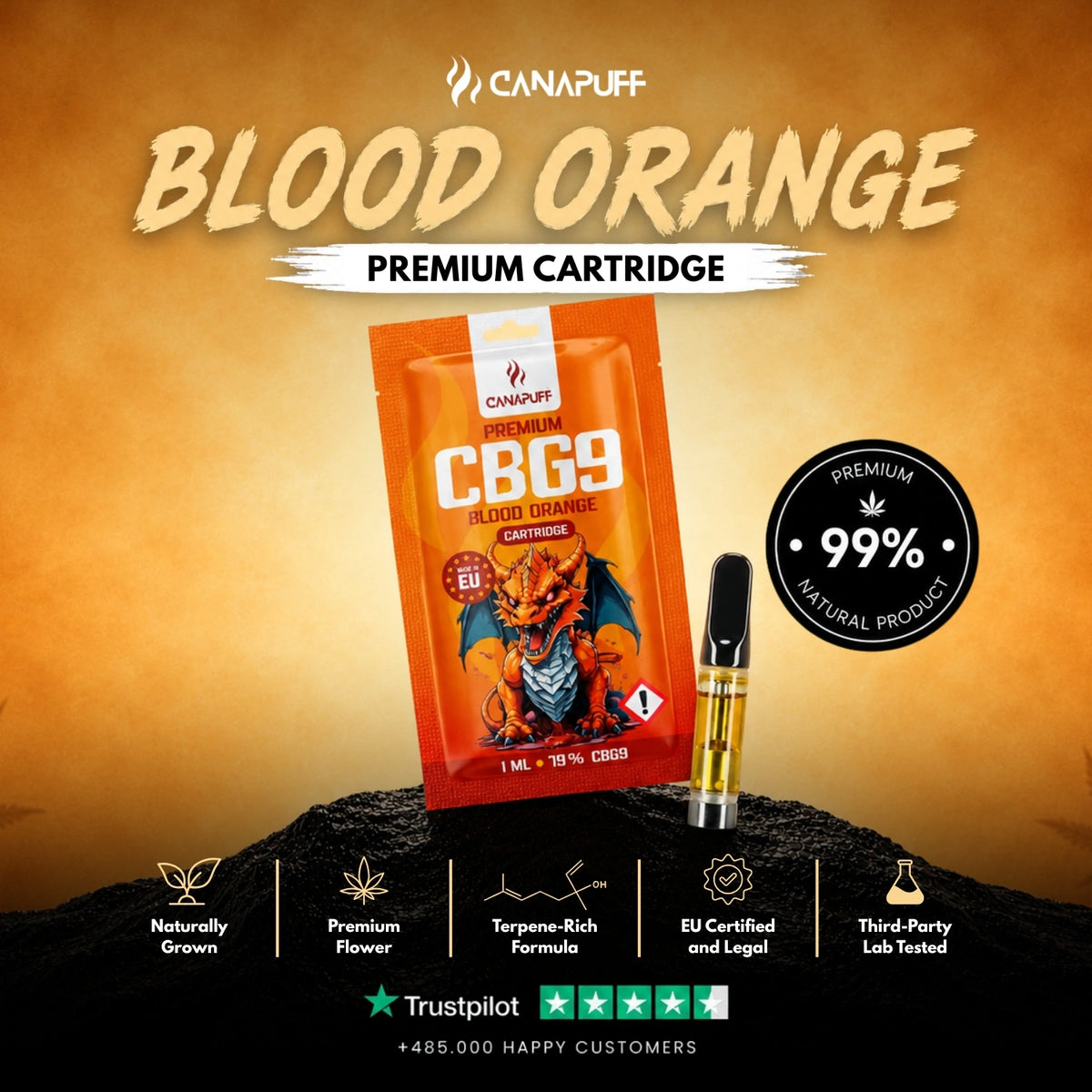 CBG9 Cartridge Blood Orange 79% – vape-cartridge, foto 2
