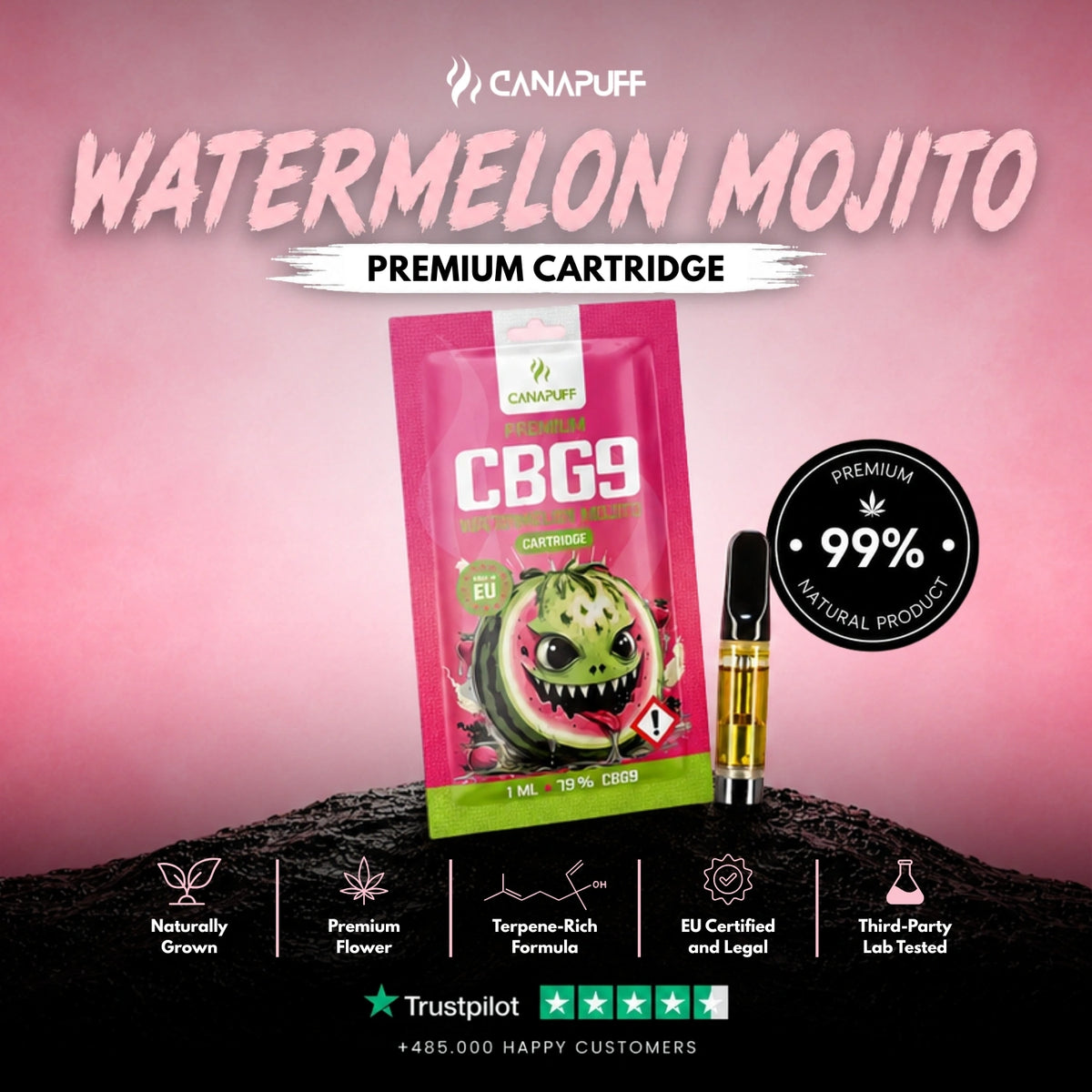 CBG9 Cartridge Watermelon Mojito 79% – vape-cartridge, foto 2