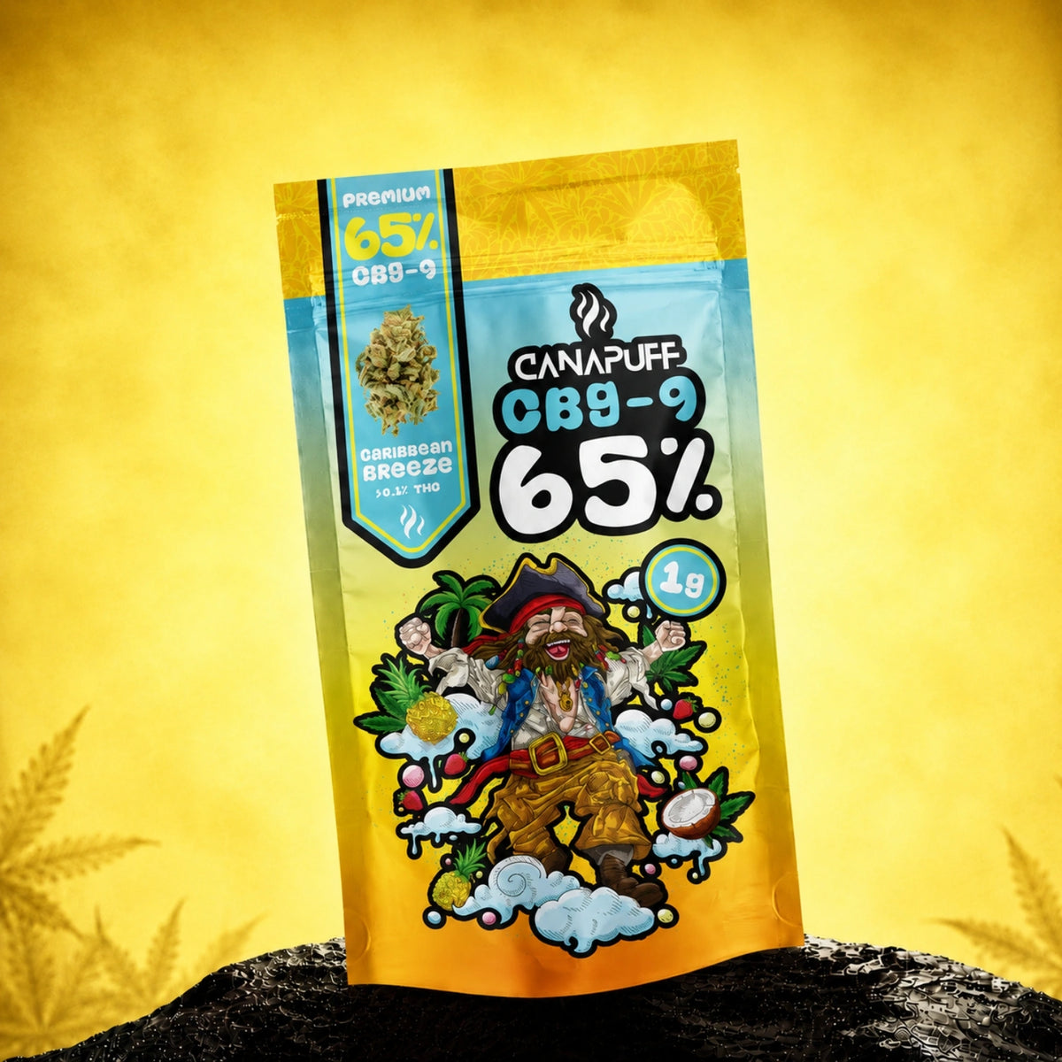 Canapuff CBG9 bloemen Caribbean Breeze 65%, zakje van 1g uit hennep gewonnen