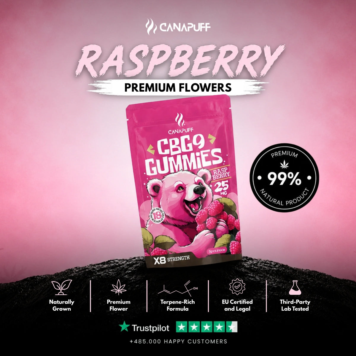 CBG9 Gummies Raspberry – gummies, foto 2
