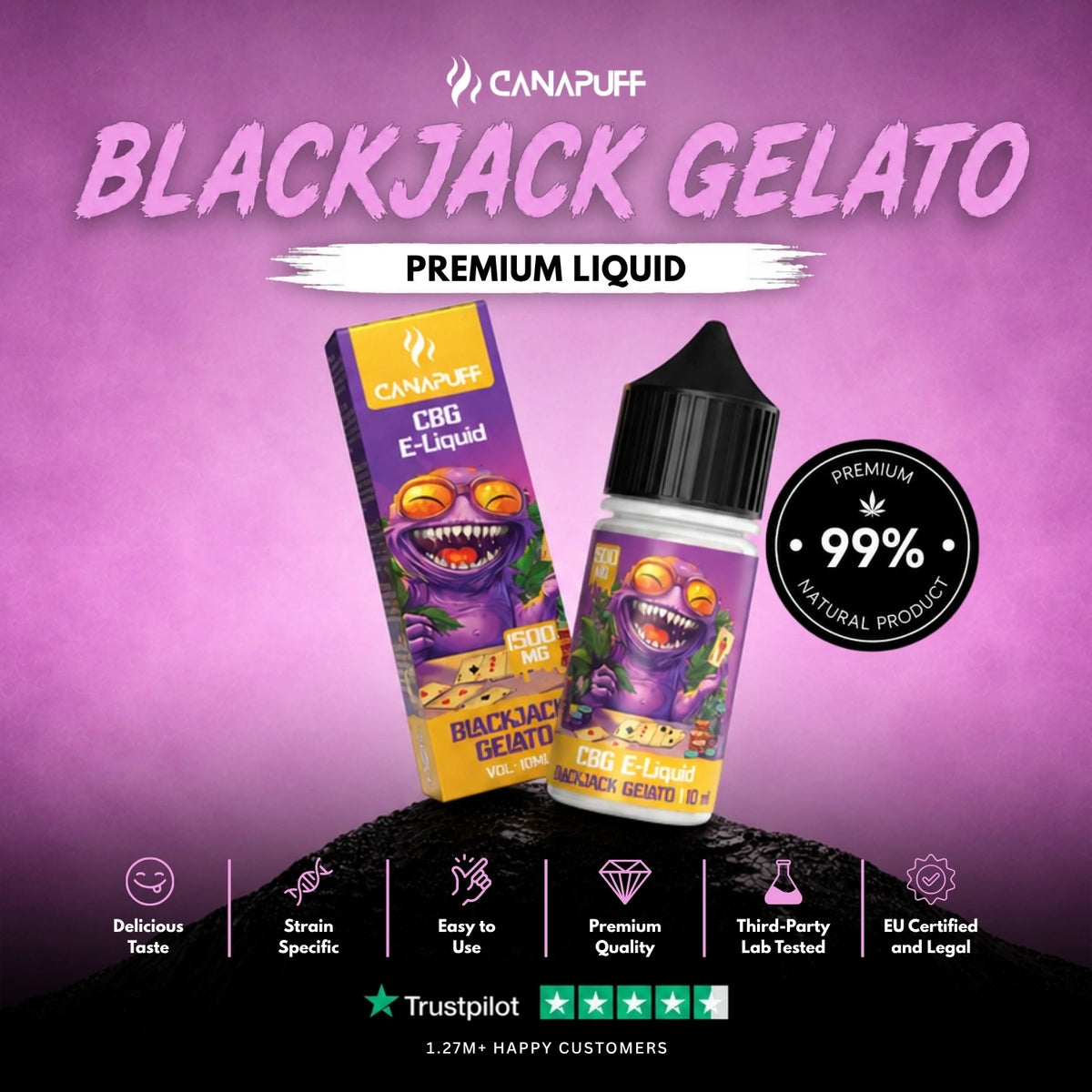 CBG Liquid Blackjack Gelato 1.500mg – liquidflesje, foto 2