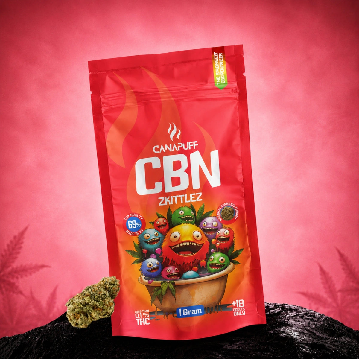 Canapuff CBN Bloemen Zkittlez 69%, verpakking van 1 gram
