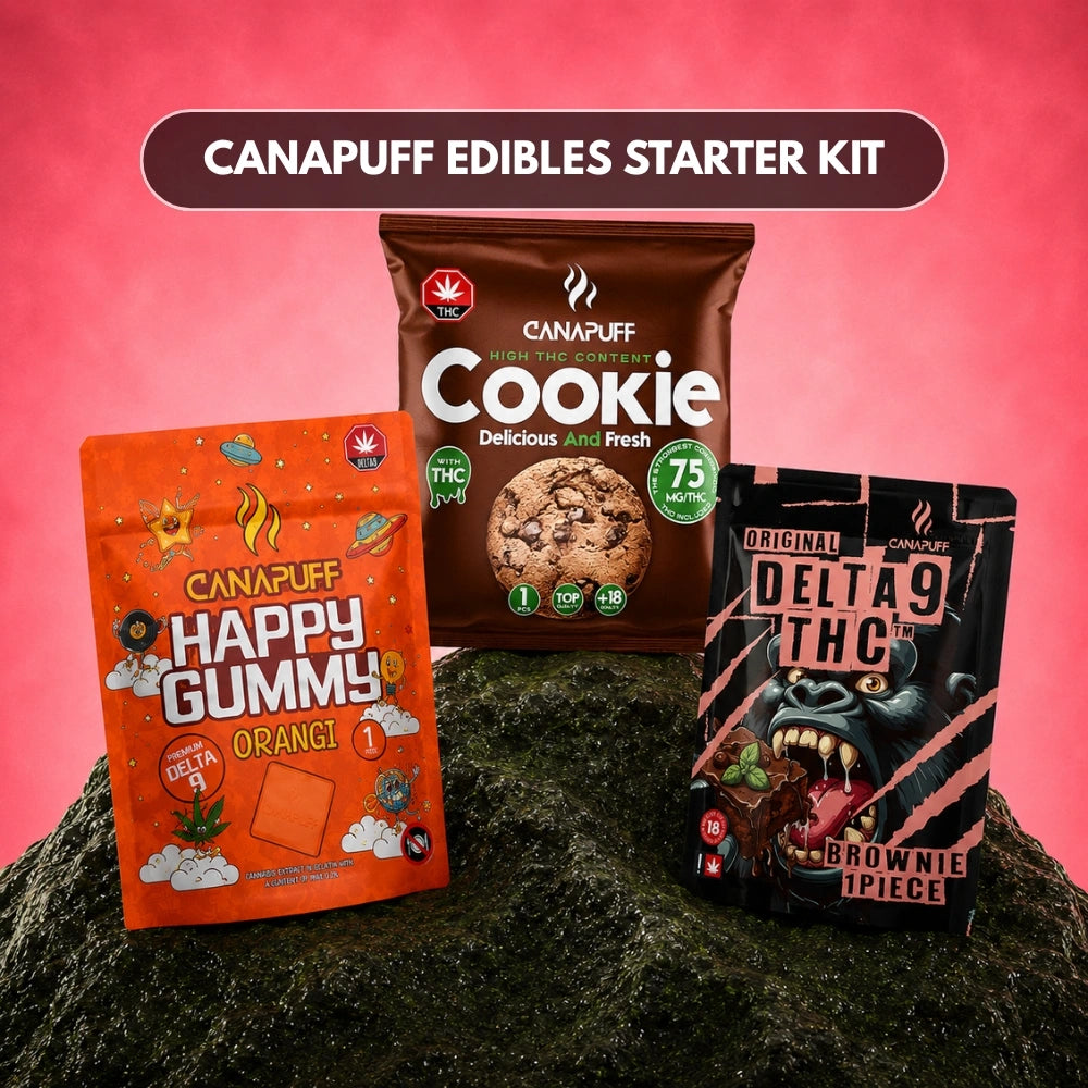 Canapuff Edibles Starter Kit Bundle met Happy Gummy, Cookie en Delta-9 THC Brownie
