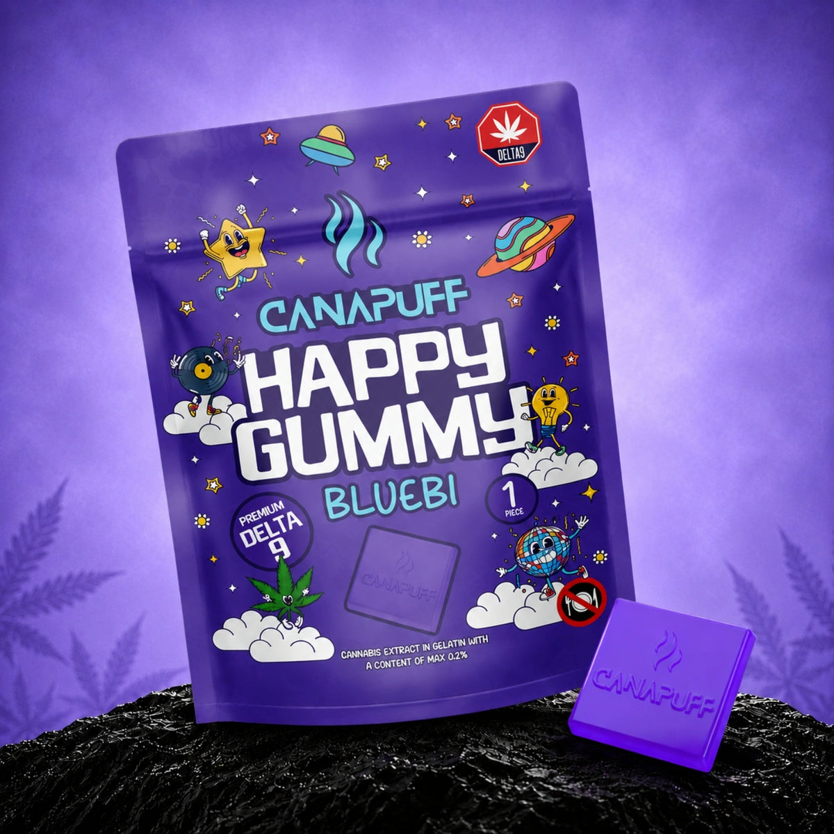 Canapuff Happy Gummy Bluebi, Delta-9 THC gummy, 1 stuk