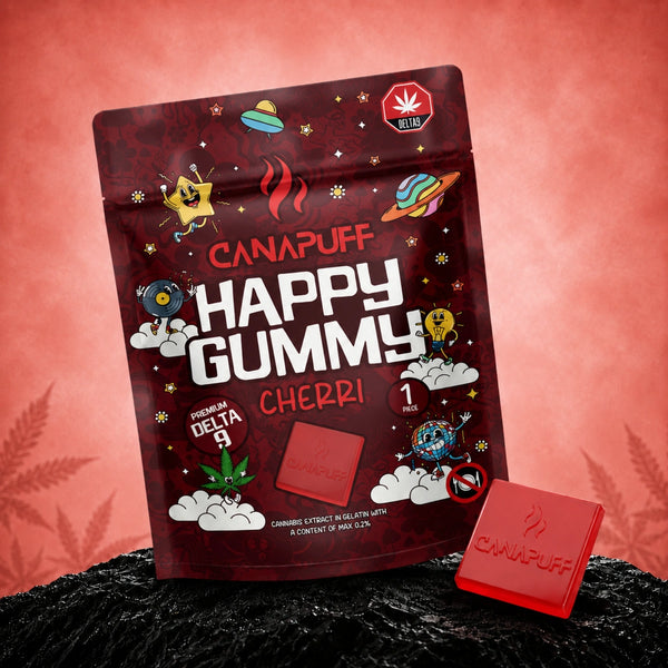 Canapuff Happy Gummy Delta-9 Cherri, 1 stuk gummy uit hennep