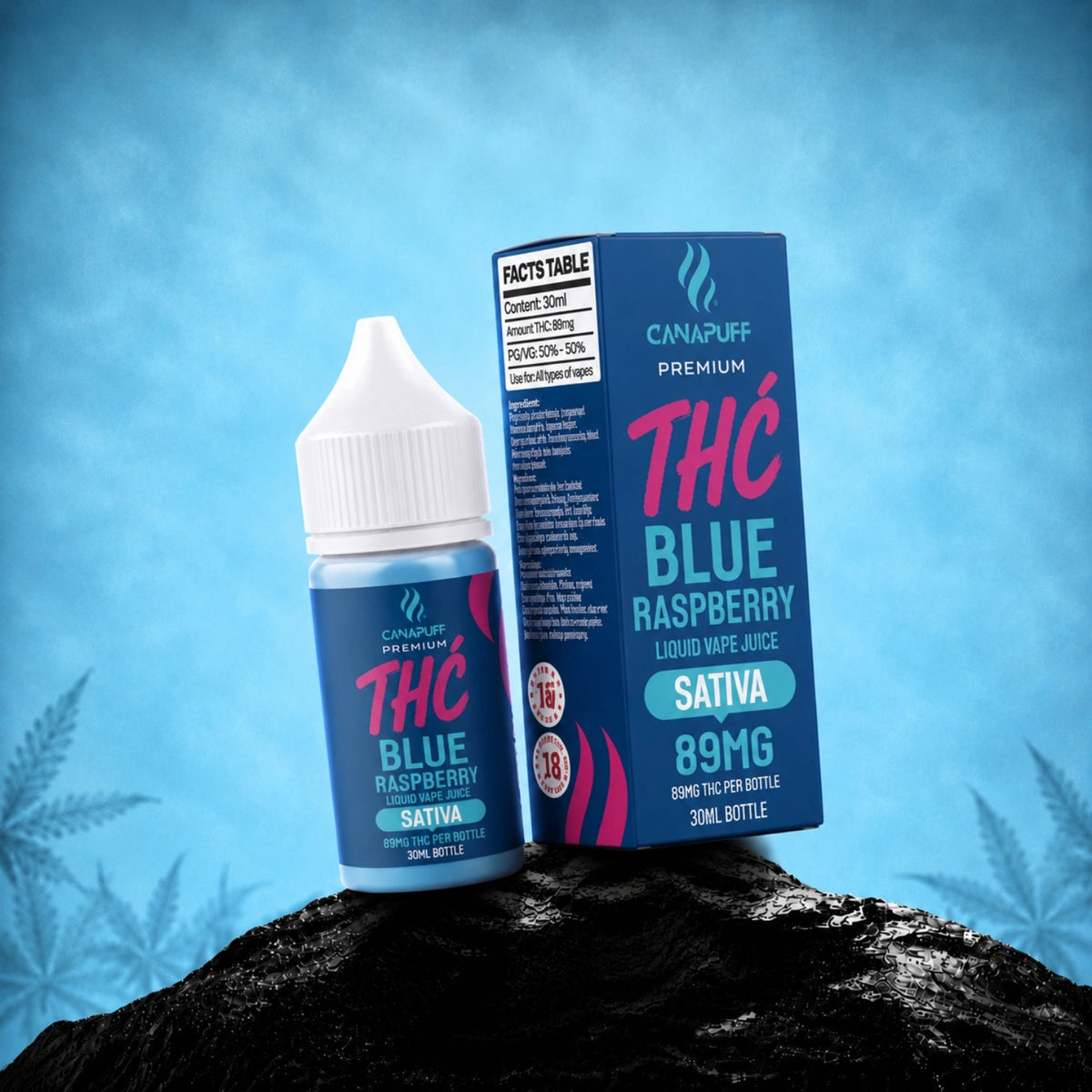 Canapuff Blue Raspberry vape liquid, Delta-9 THC 89mg, 30ml flesje