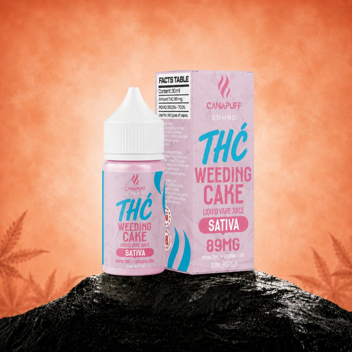 Canapuff Combo Wedding Cake vape liquid, 89mg THC + 1000mg CBC, 30ml flesje