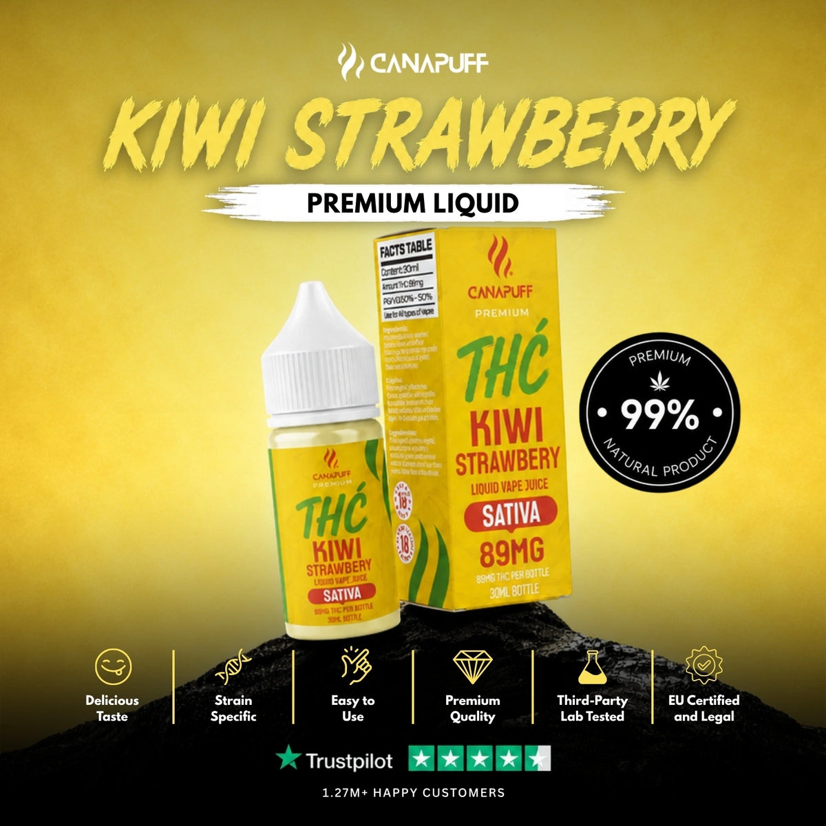 Delta 9 Liquid Kiwi Strawberry 30ml – liquidflesje, foto 2