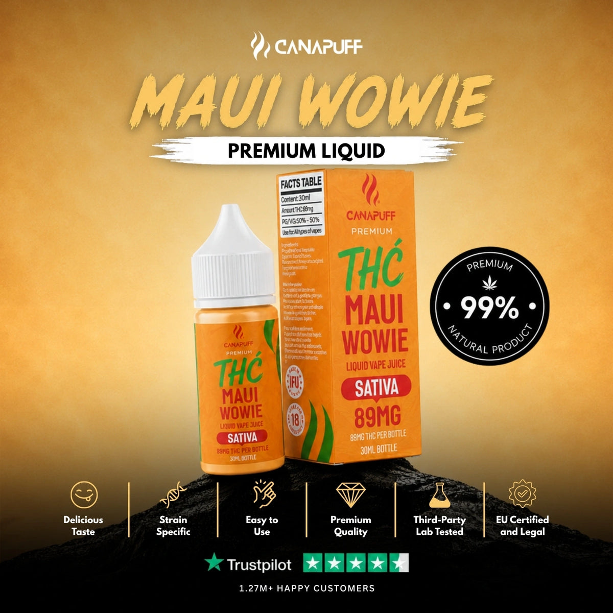 Delta 9 Liquid Maui Wowie 30ml – liquidflesje, foto 2