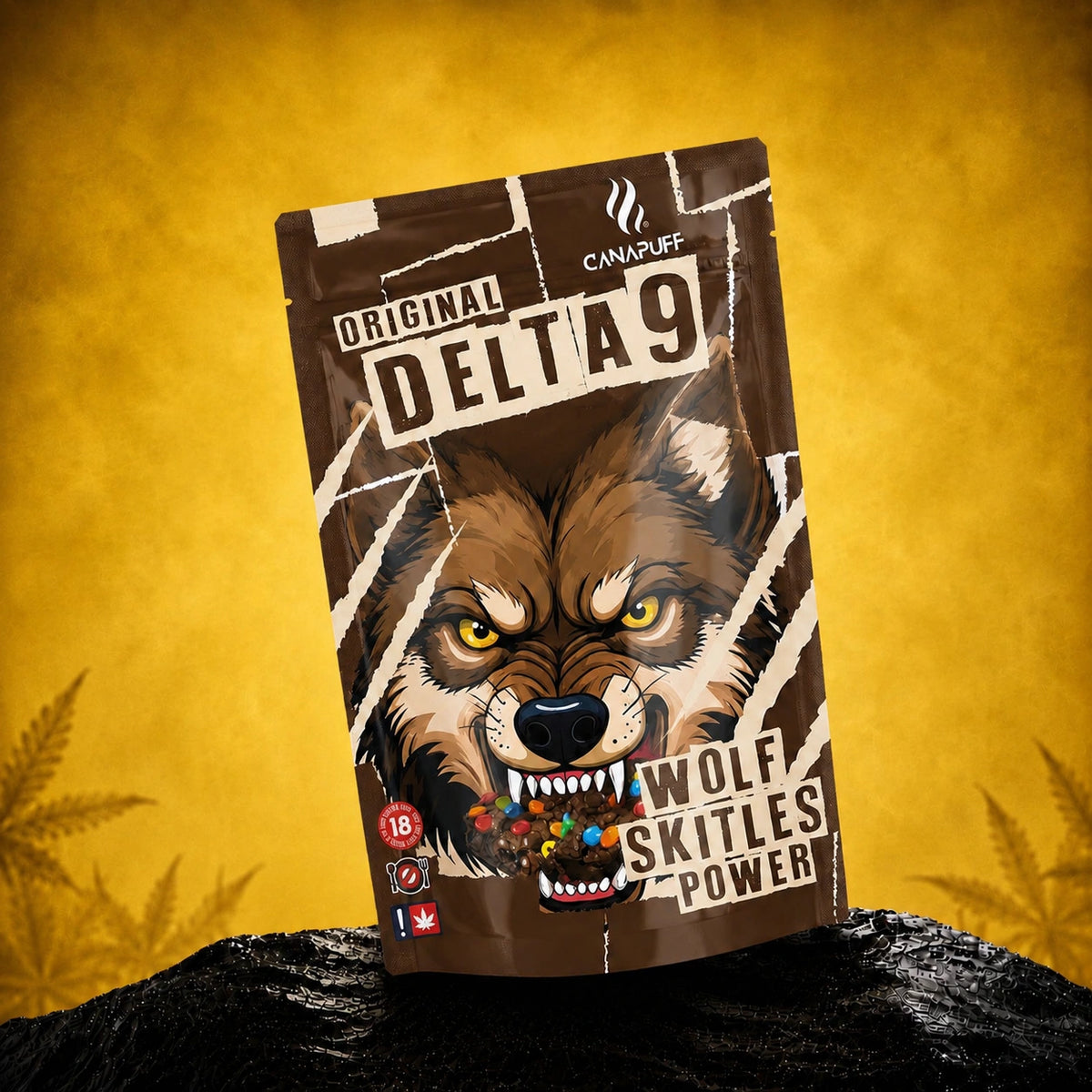 Canapuff Delta 9 Wolf Skittles Power brownie-zakje met Delta-9 THC uit hennep