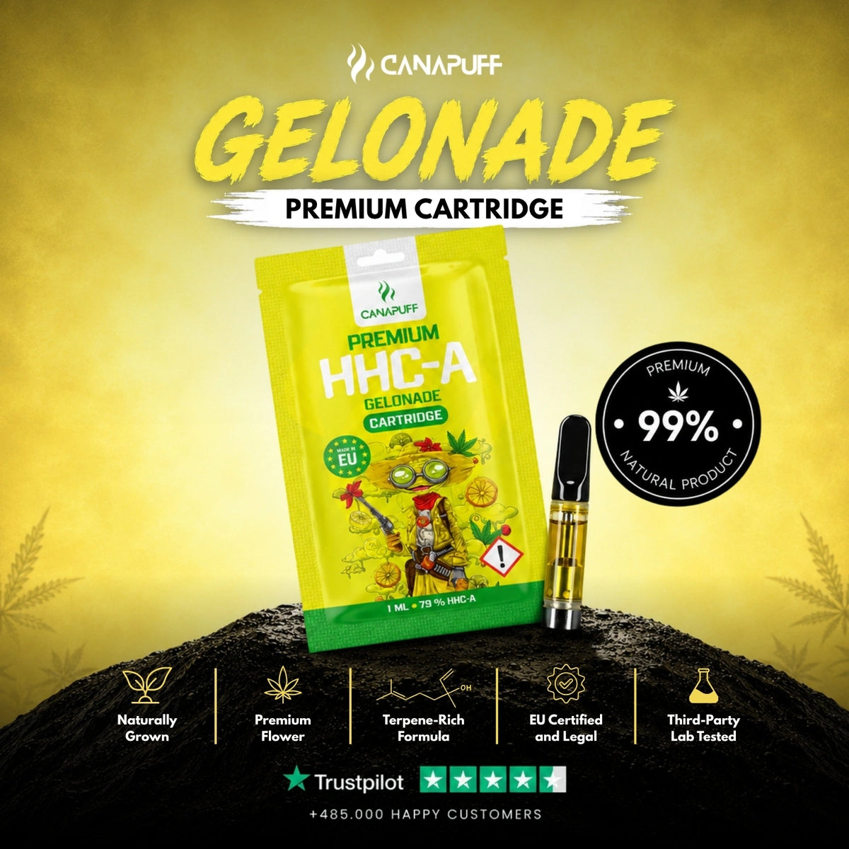 HHC-A Cartridge Gelonade 79% – vape-cartridge, foto 2
