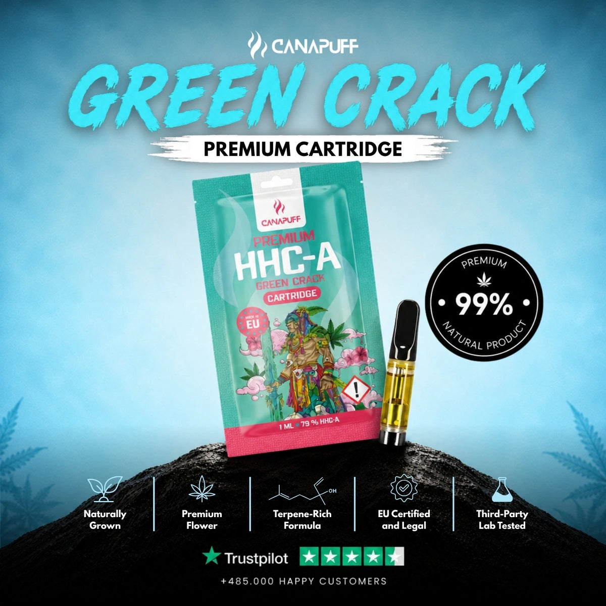 HHC-A Cartridge Green Crack 79% – vape-cartridge, foto 2