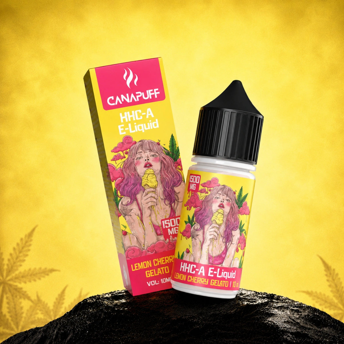 Canapuff HHC-A E-Liquid Lemon Cherry Gelato 1500mg, 10ml flesje met doosverpakking